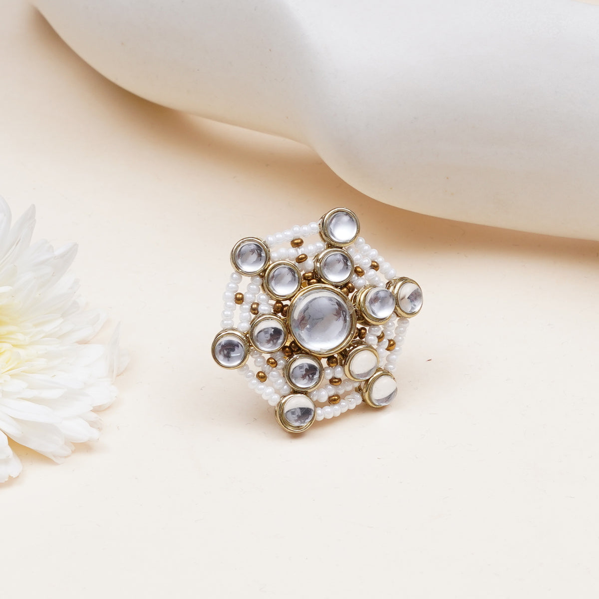 Rajsi — Bridal Floral Kundan Ring