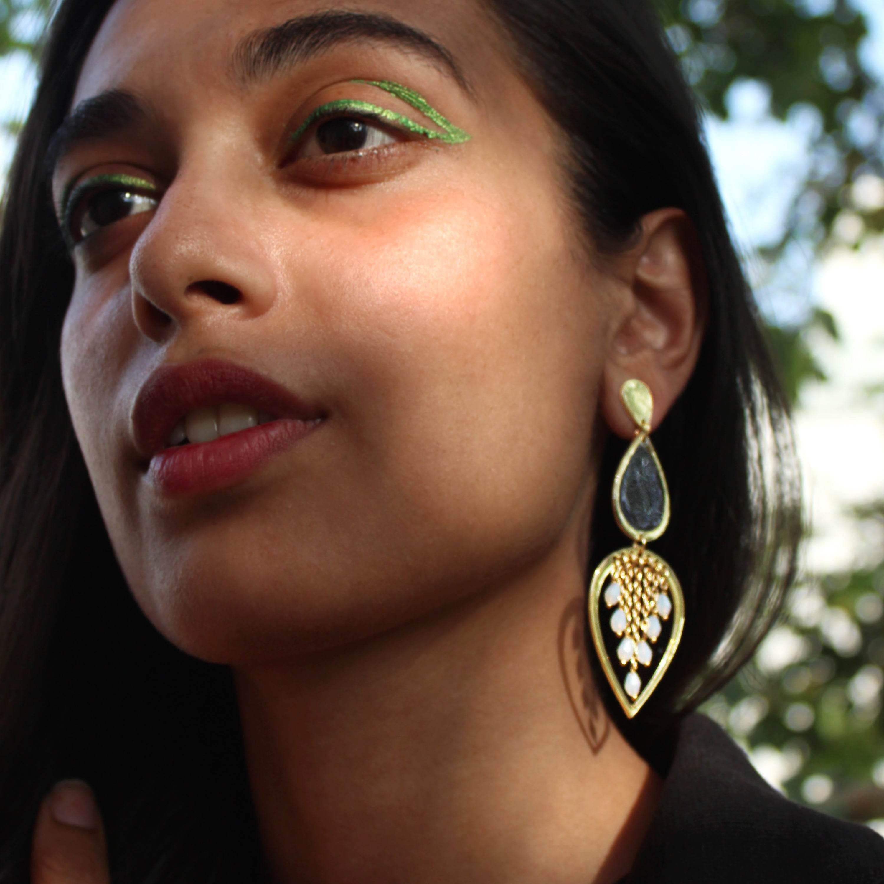 Traditional Kundan earrings in gold-tone, perfect for weddings and festive wear