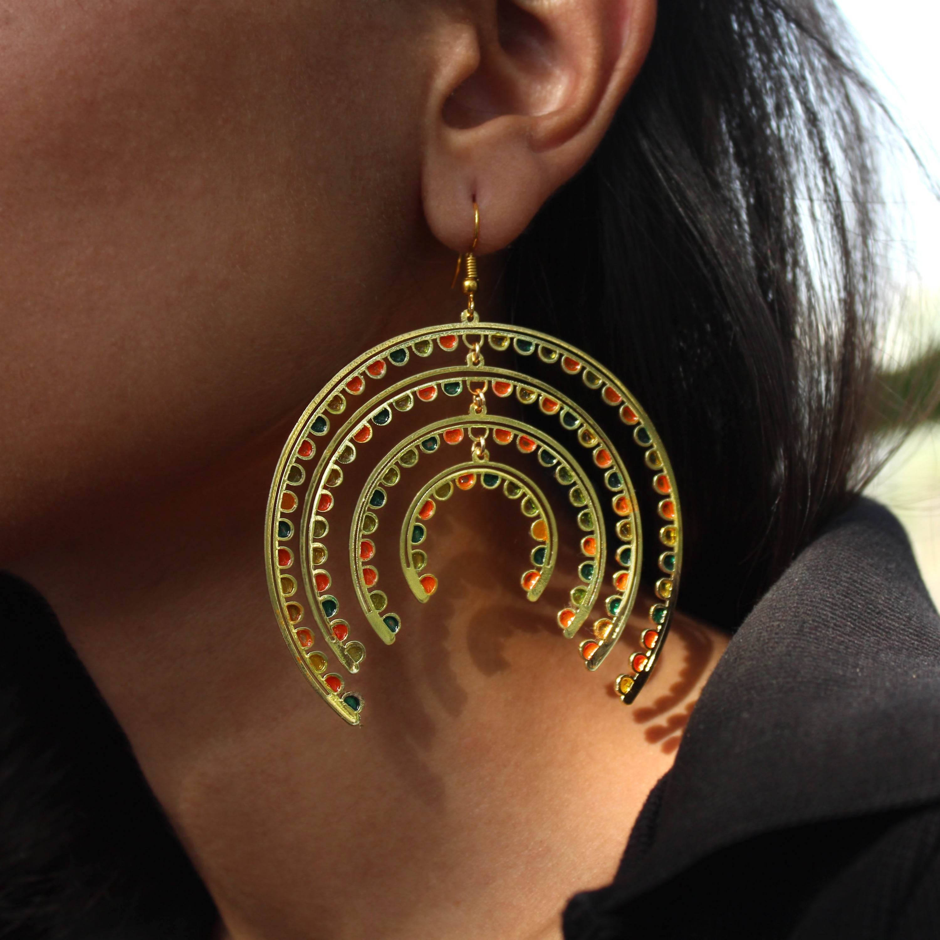 Traditional Kundan earrings in gold-tone, perfect for weddings and festive wear