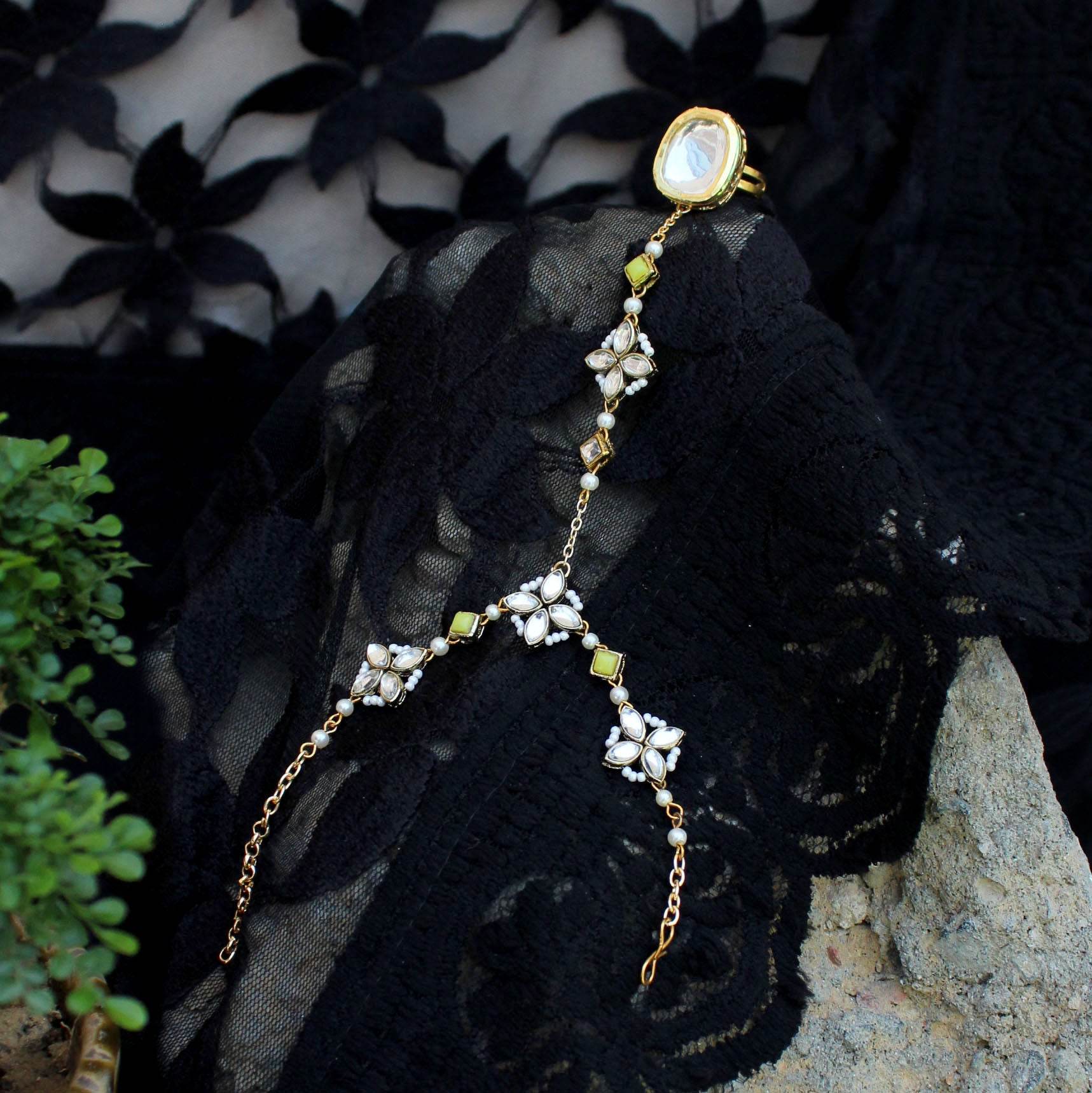 Minty Winty Full Set With Necklace, Earrings, Hathphool, Maangtikka & Waistbelt - BeAbhika.com