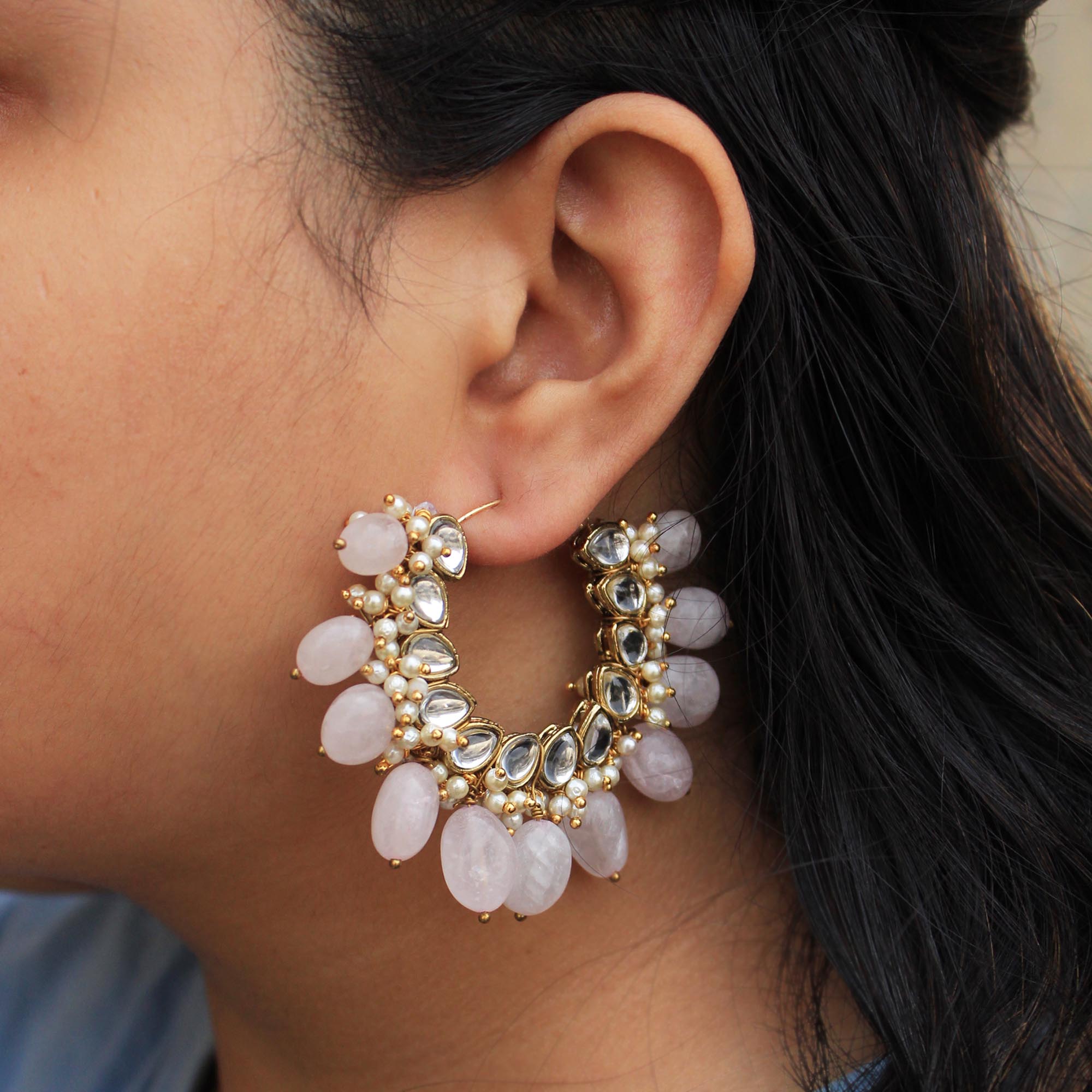 Afreen Hoop Earrings Pink