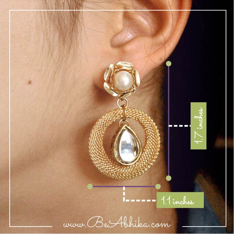 Traditional Kundan earrings in gold-tone, perfect for weddings and festive wear