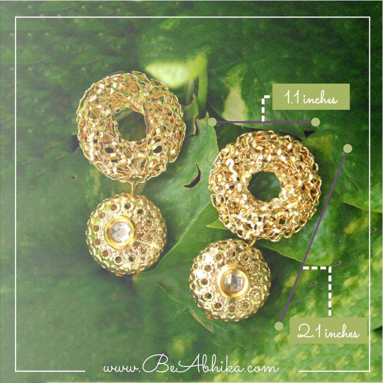 Traditional Kundan earrings in gold-tone, perfect for weddings and festive wear