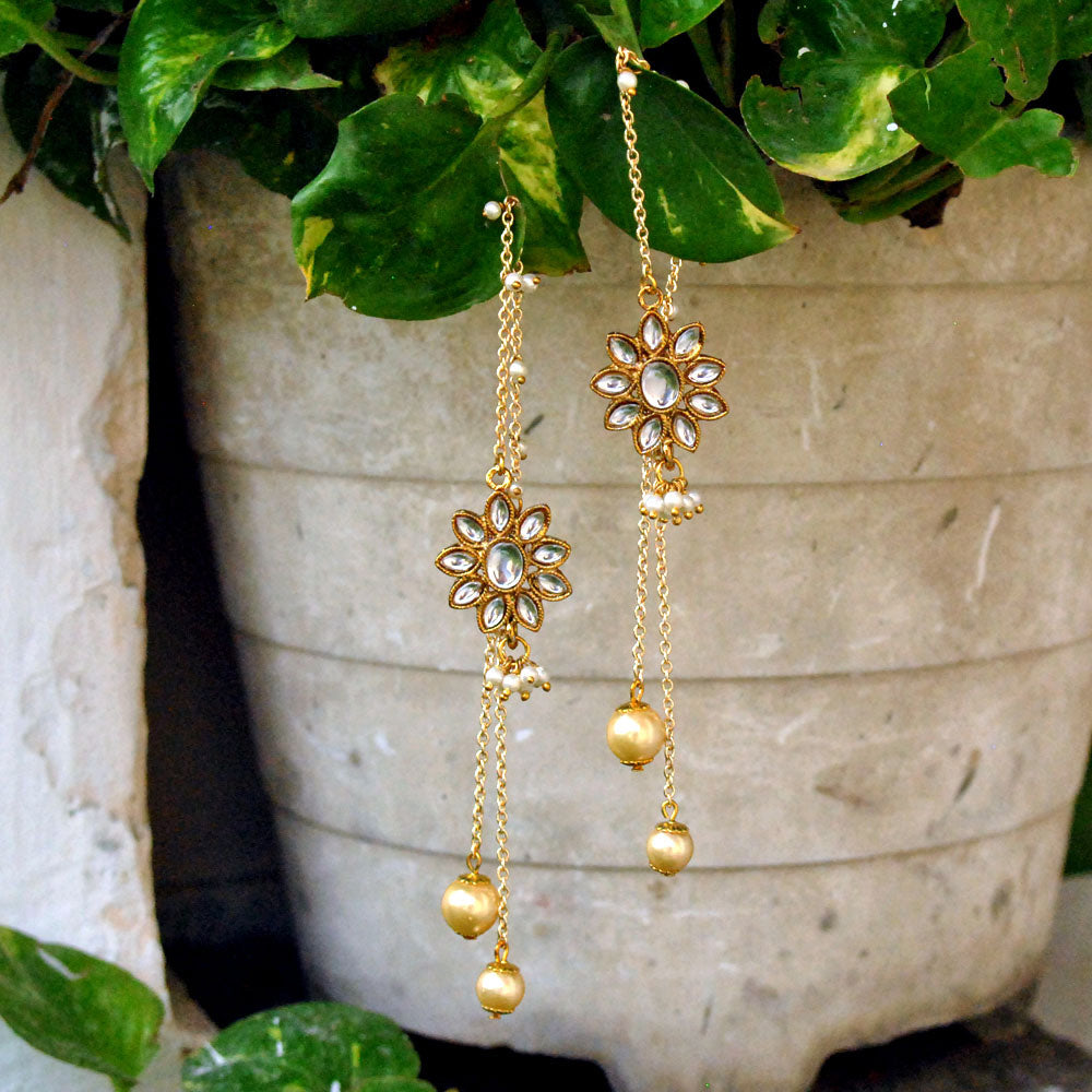 Beabhika Handmade Artificial Jewelry Kundan Earrings Golden Earrings Earrings With Pearls Kundan Wedding Jewelry Trendy Earrings Daily Wear Party Wear Traditional Ethnic Dress Jewelry Earrings Bridal Jewelry Set Online Cash On Delivery