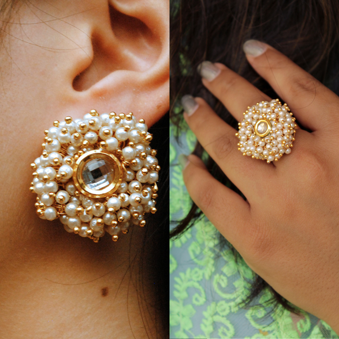 Garden Of Pearls Ring & Earring