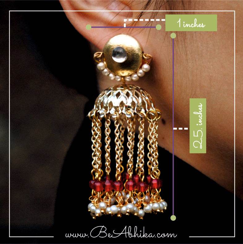 Traditional Kundan earrings in gold-tone, perfect for weddings and festive wear