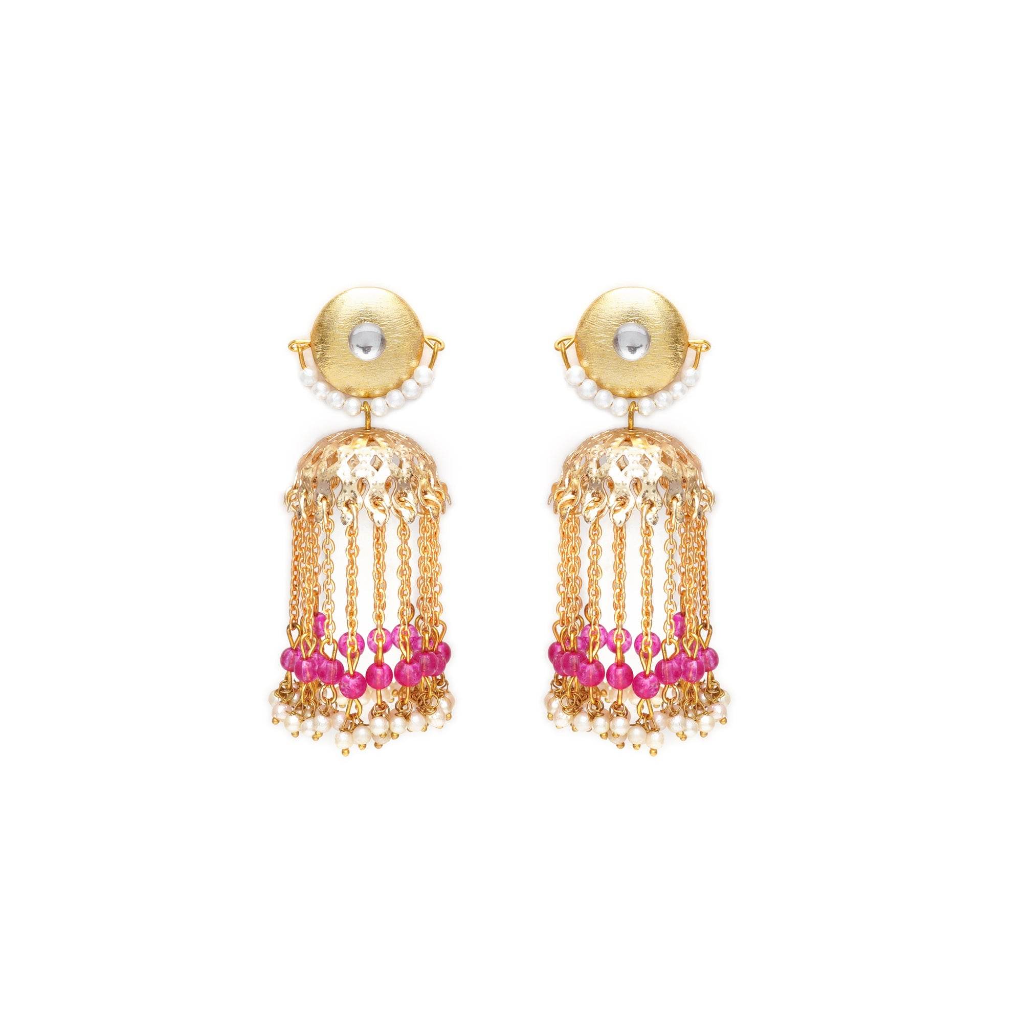 Traditional Kundan earrings in gold-tone, perfect for weddings and festive wear