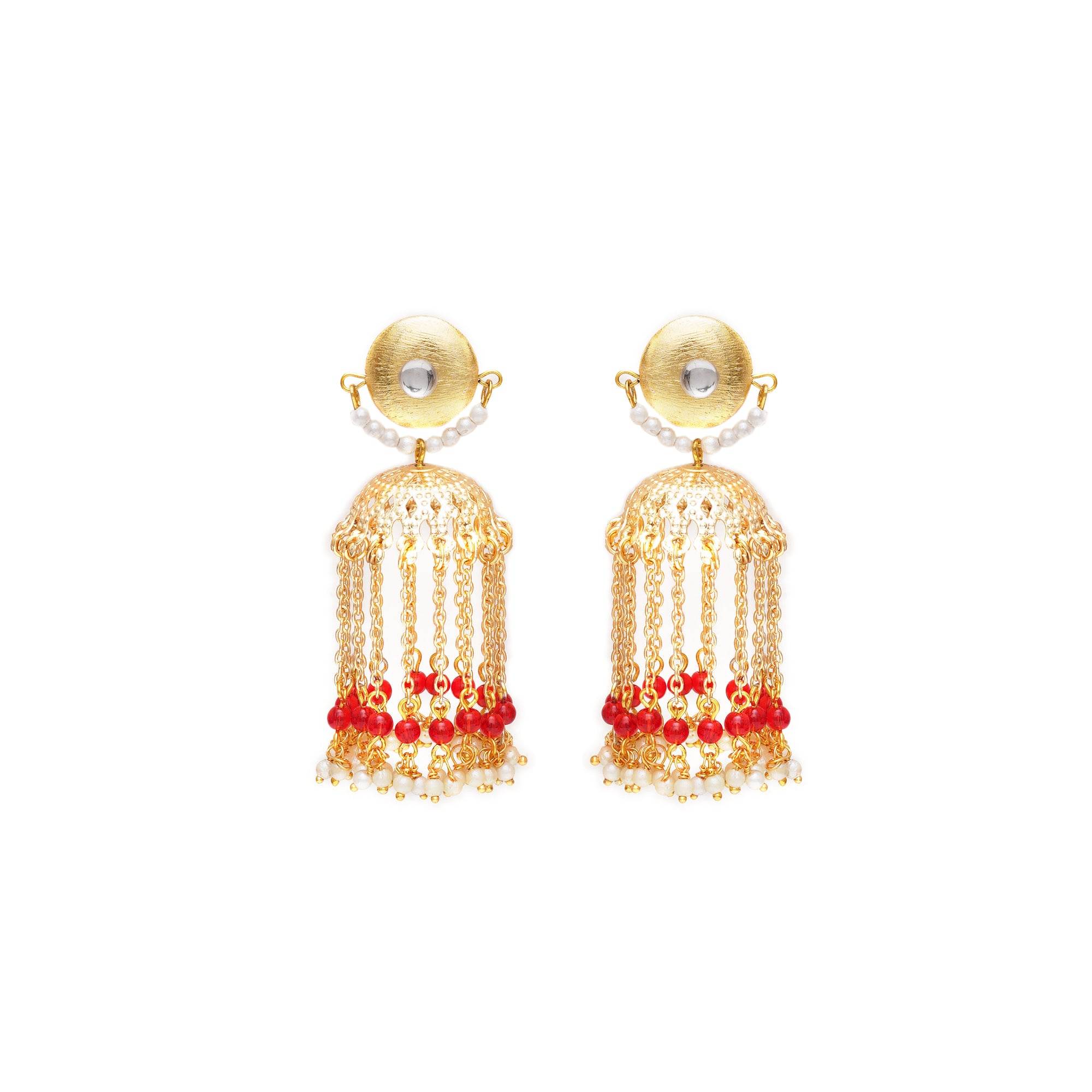 Traditional Kundan earrings in gold-tone, perfect for weddings and festive wear