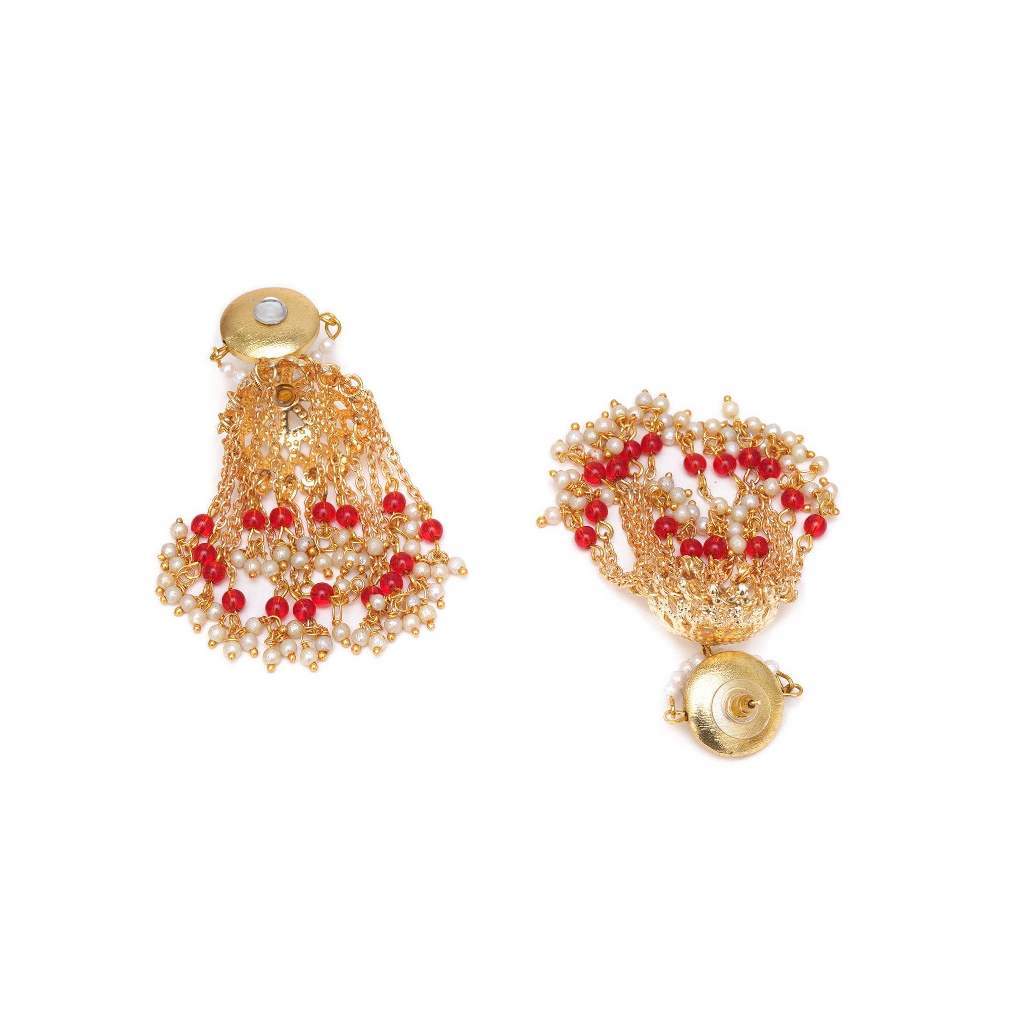Traditional Kundan earrings in gold-tone, perfect for weddings and festive wear