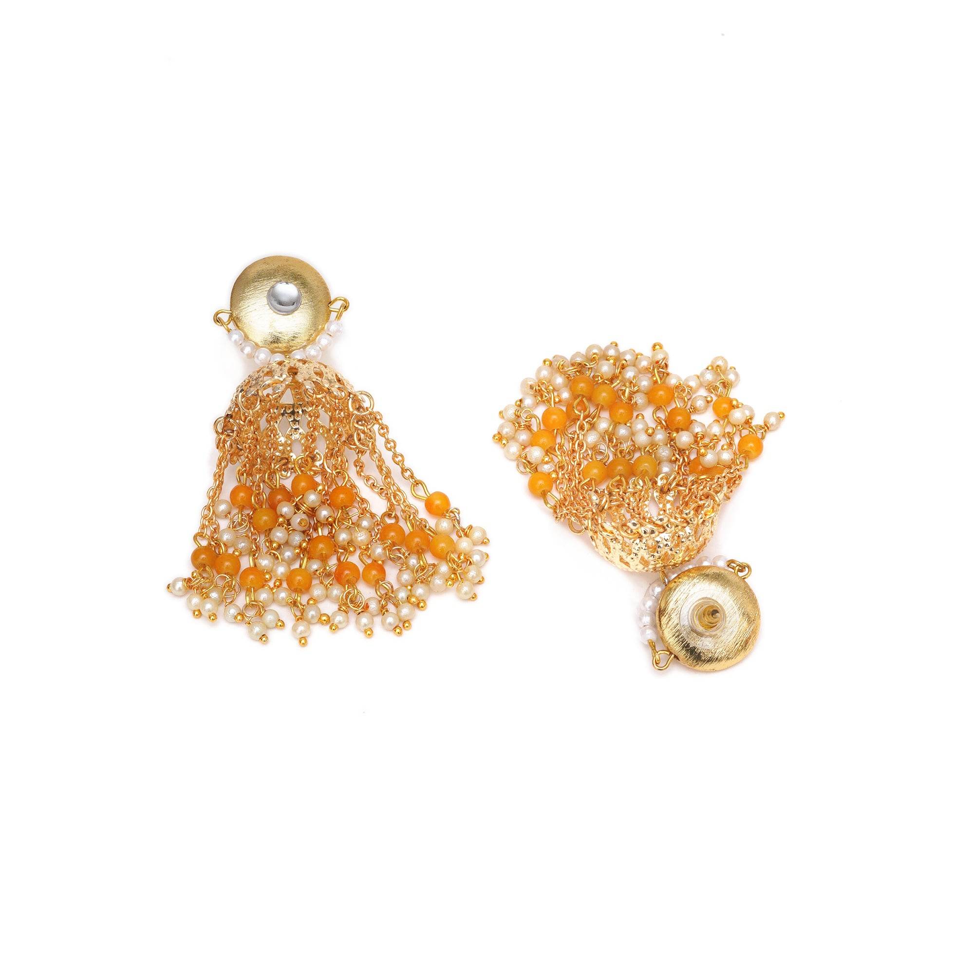 Traditional Kundan earrings in gold-tone, perfect for weddings and festive wear