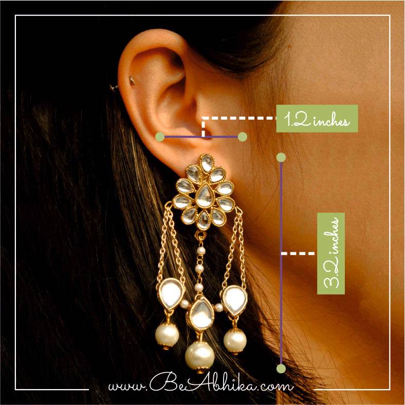 Traditional Kundan earrings in gold-tone, perfect for weddings and festive wear