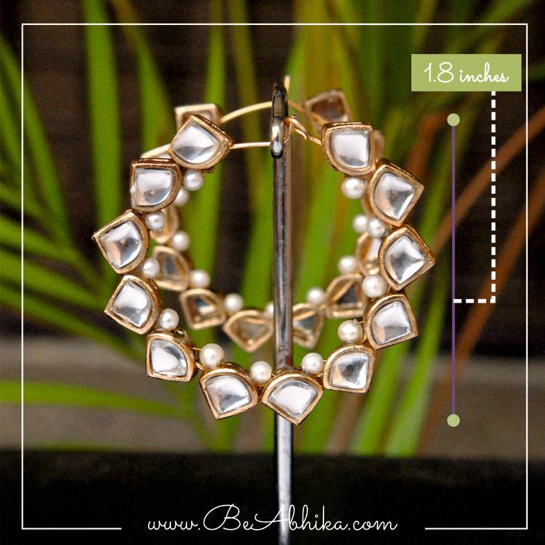 Traditional Kundan earrings in gold-tone, perfect for weddings and festive wear
