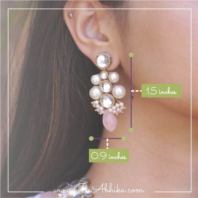 Baby Pink Glass Stone Kundan Earrings - BeAbhika.com
