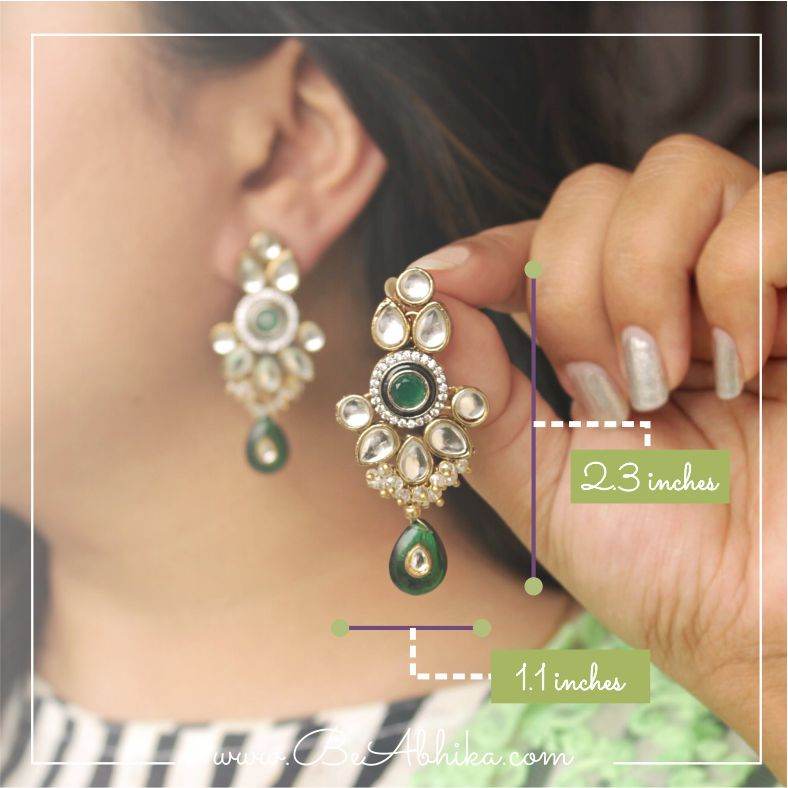 Traditional Kundan earrings in gold-tone, perfect for weddings and festive wear