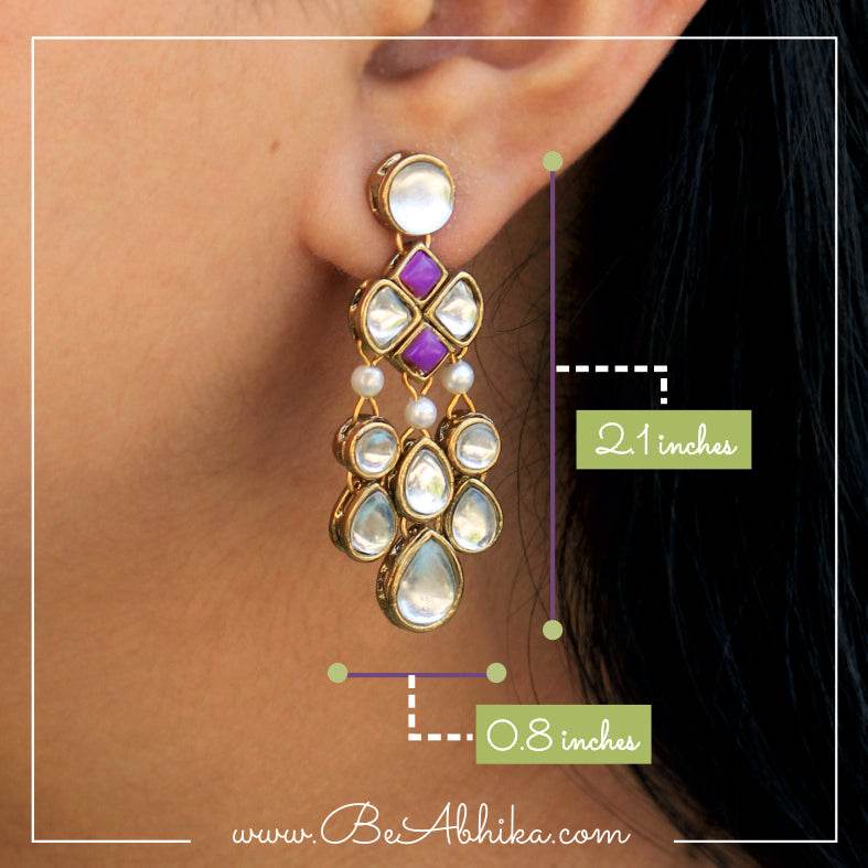 Traditional Kundan earrings in gold-tone, perfect for weddings and festive wear