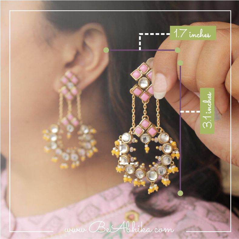 Traditional Kundan earrings in gold-tone, perfect for weddings and festive wear