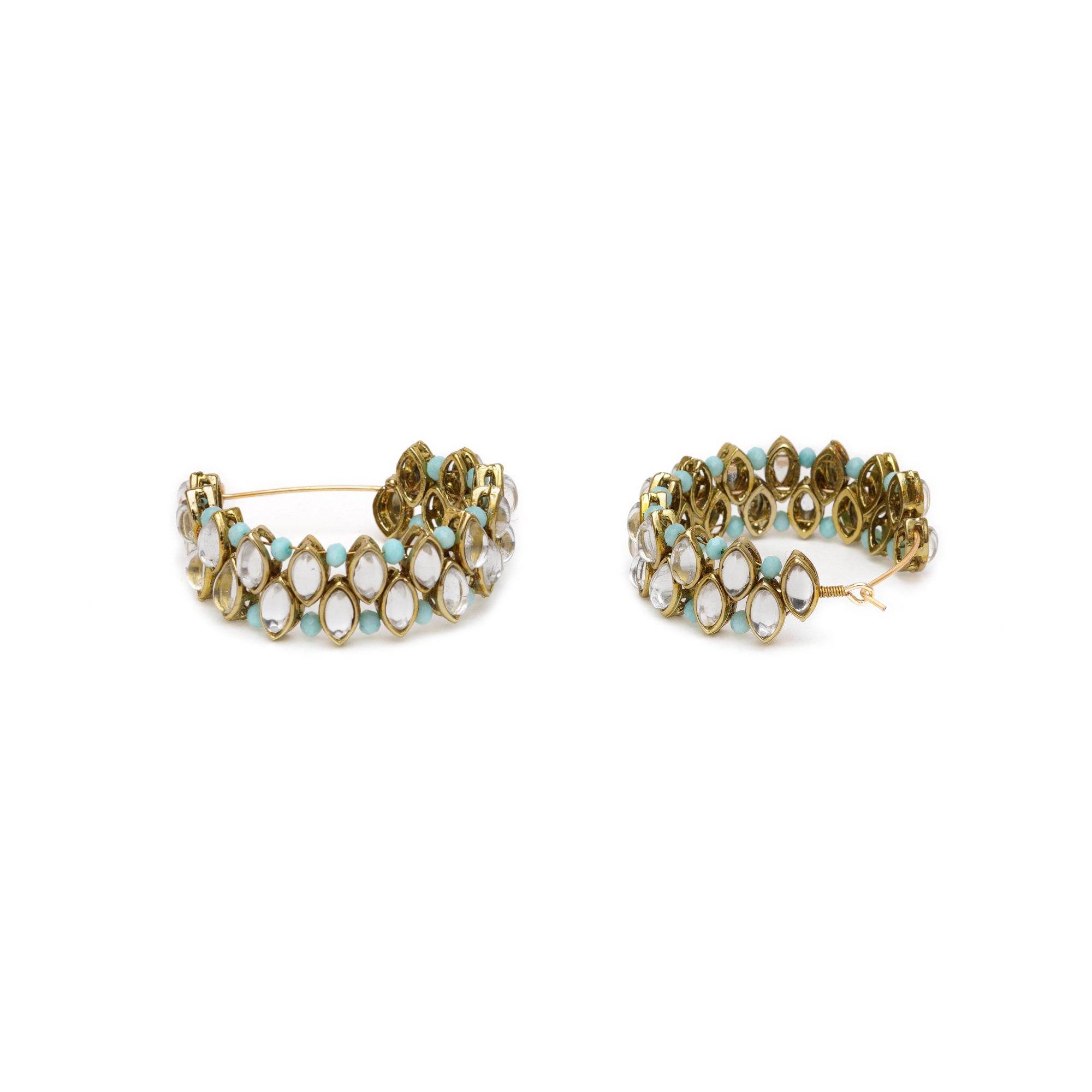 Traditional Kundan earrings in gold-tone, perfect for weddings and festive wear
