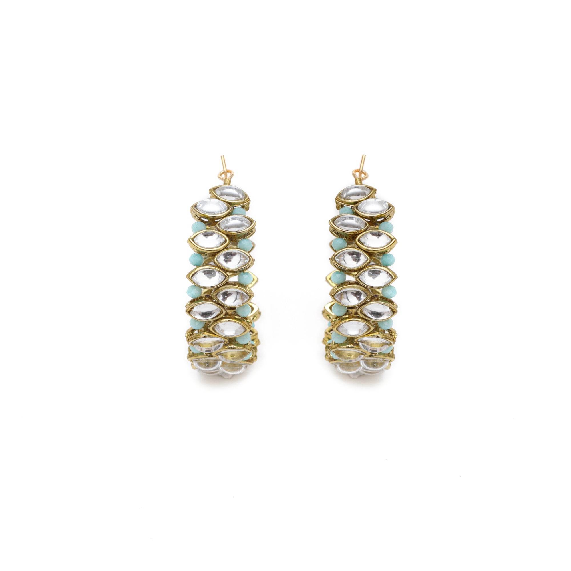 Traditional Kundan earrings in gold-tone, perfect for weddings and festive wear