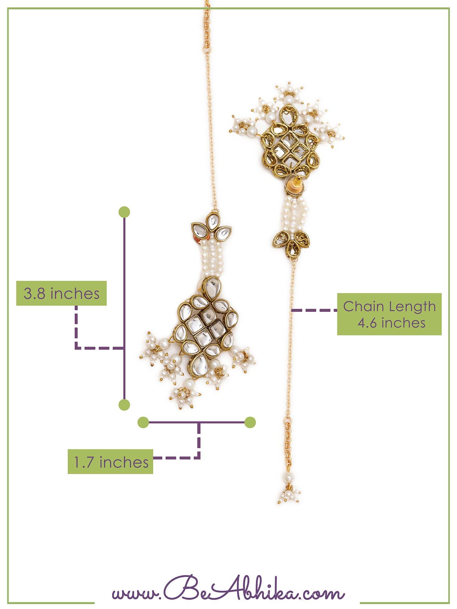 Traditional Kundan earrings in gold-tone, perfect for weddings and festive wear