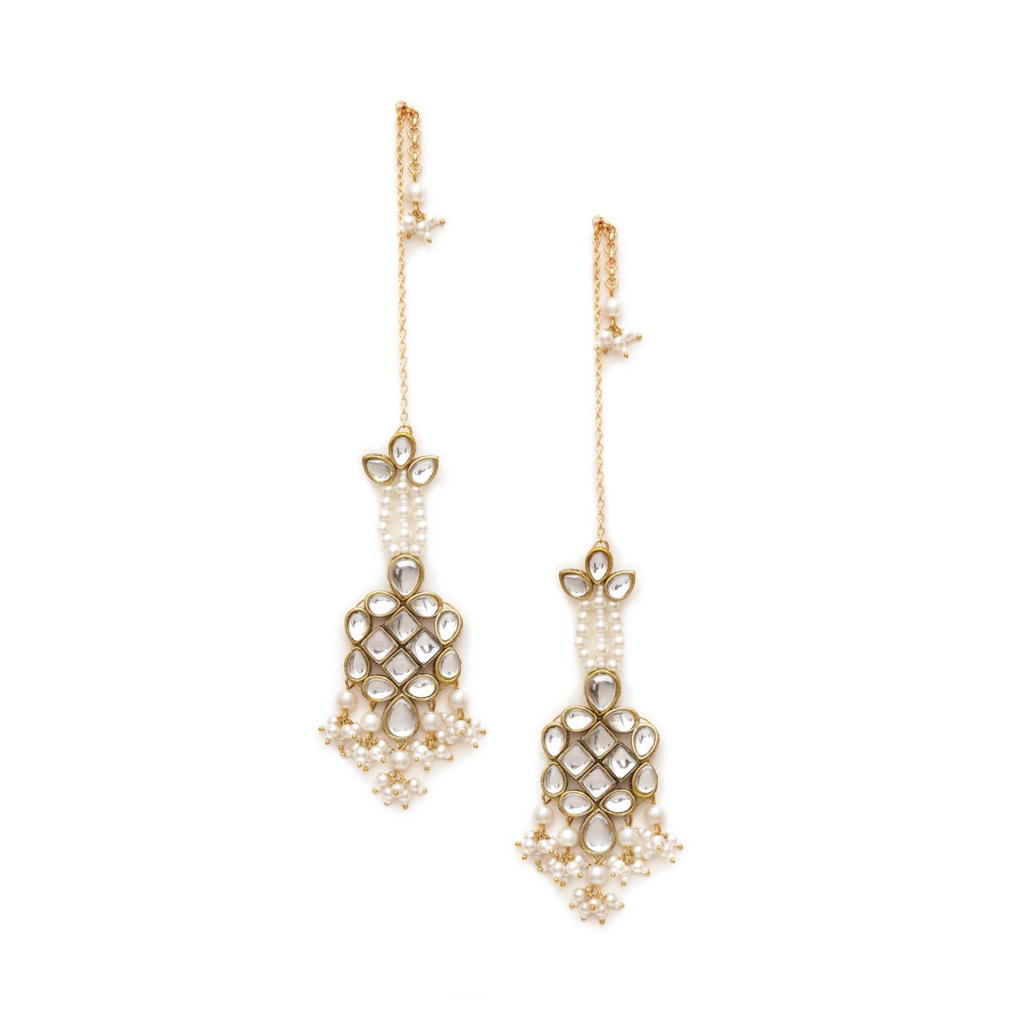 Traditional Kundan earrings in gold-tone, perfect for weddings and festive wear