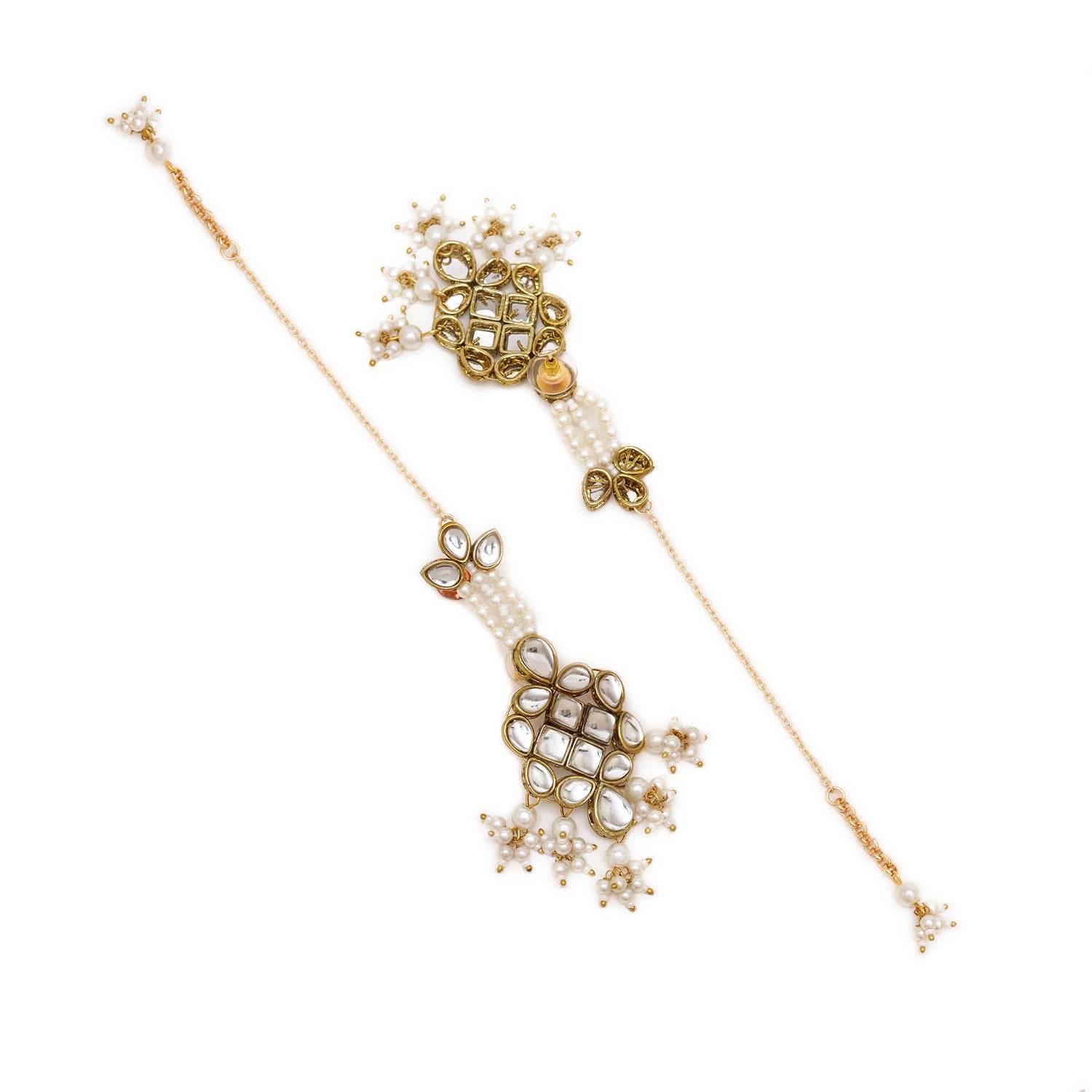 Traditional Kundan earrings in gold-tone, perfect for weddings and festive wear