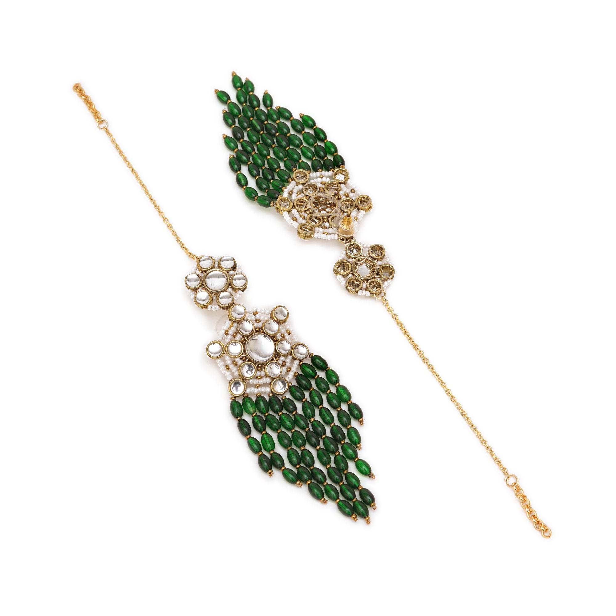 Traditional Kundan earrings in gold-tone, perfect for weddings and festive wear