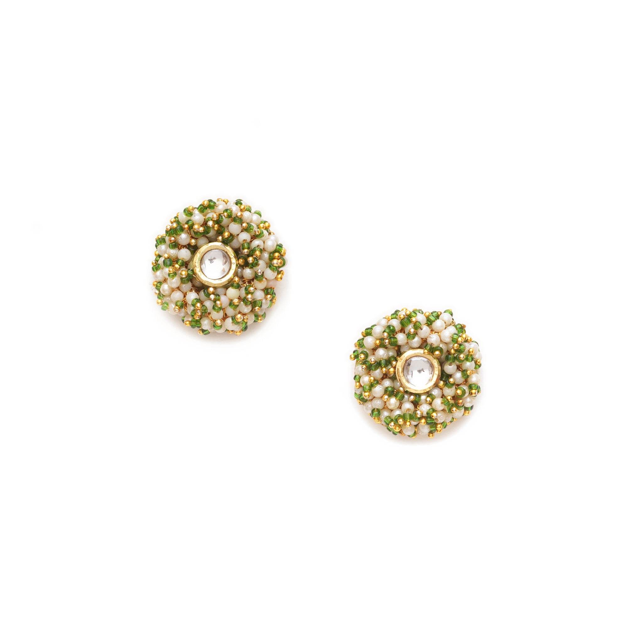 Traditional Kundan earrings in gold-tone, perfect for weddings and festive wear