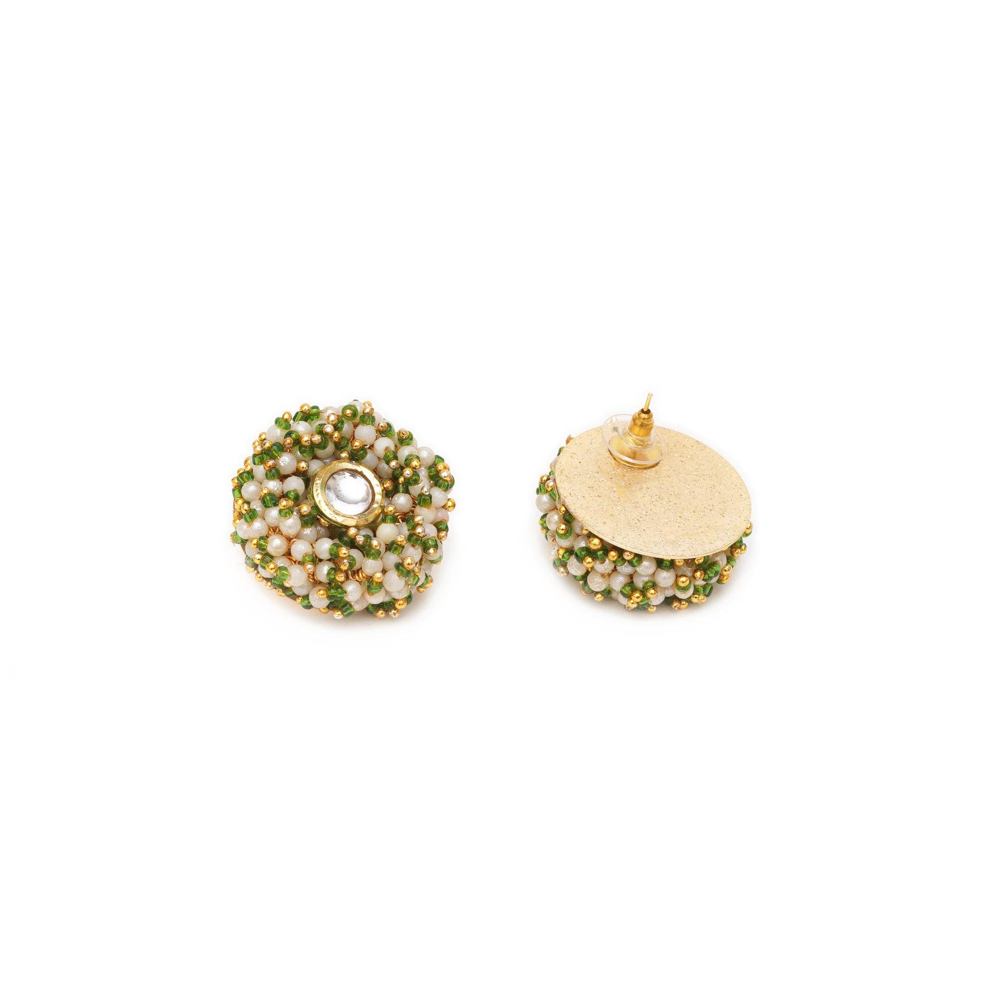 Traditional Kundan earrings in gold-tone, perfect for weddings and festive wear
