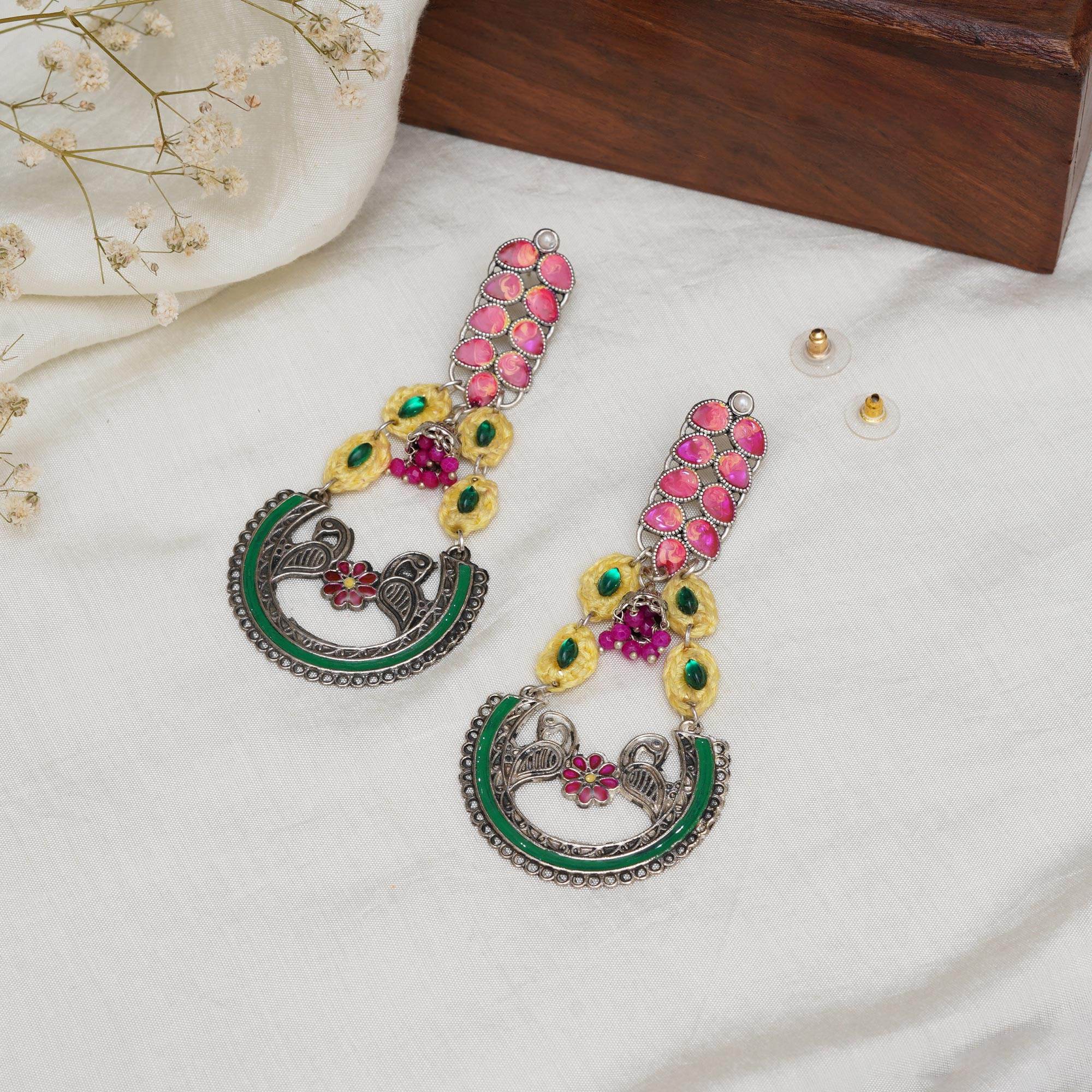 Traditional Kundan earrings in gold-tone, perfect for weddings and festive wear