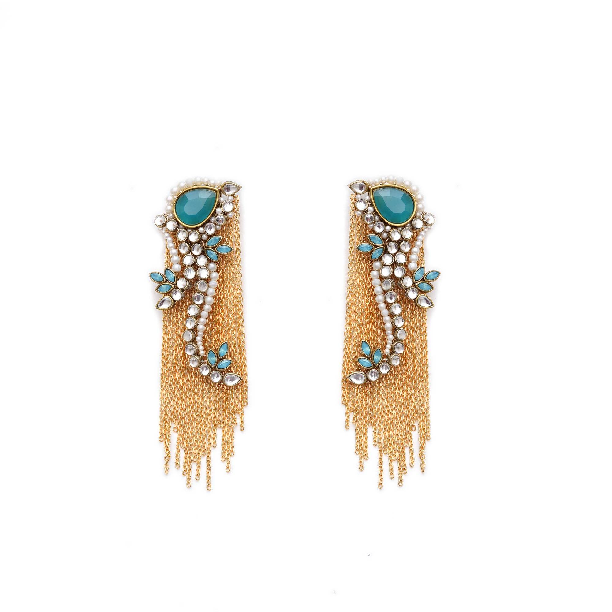 Traditional Kundan earrings in gold-tone, perfect for weddings and festive wear