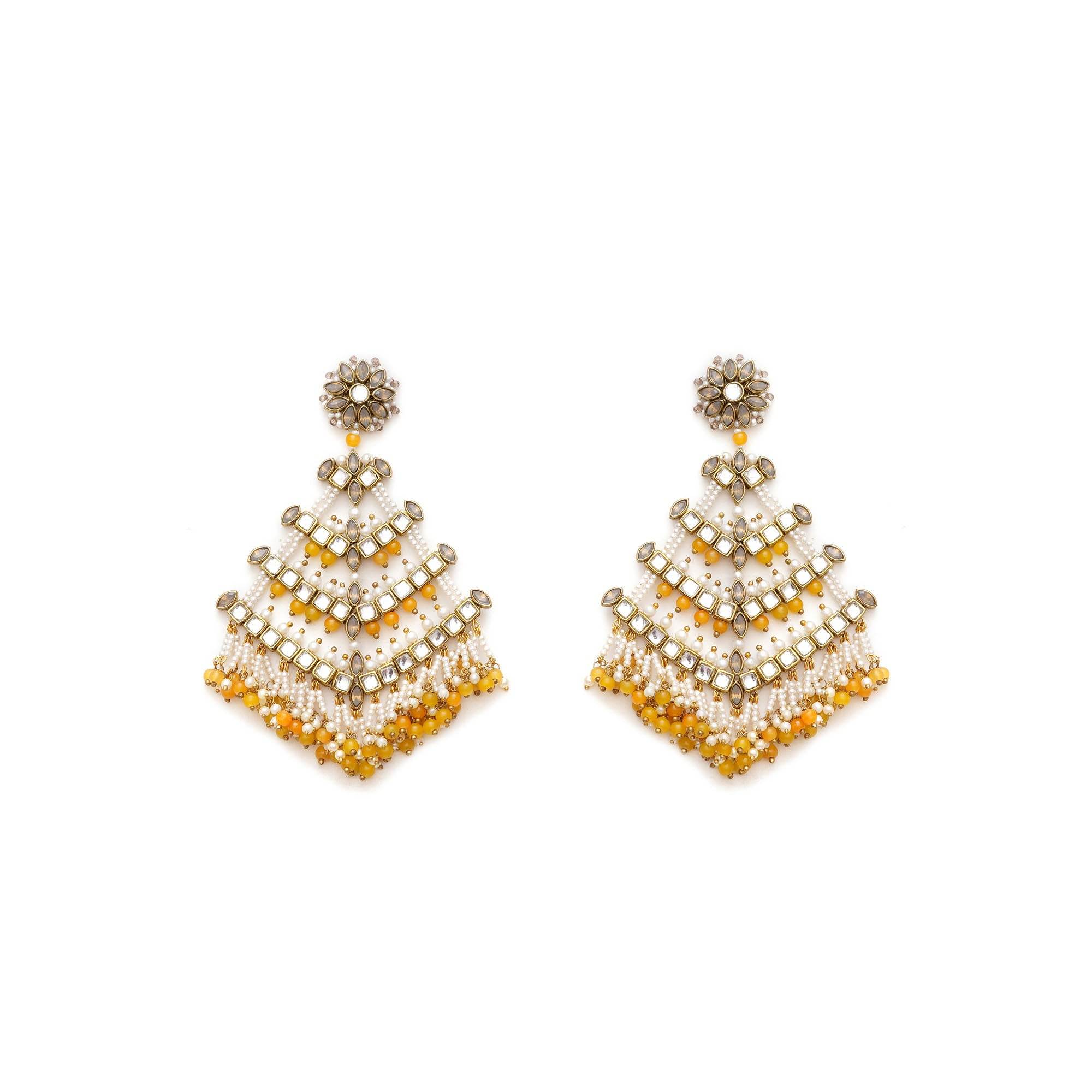Traditional Kundan earrings in gold-tone, perfect for weddings and festive wear
