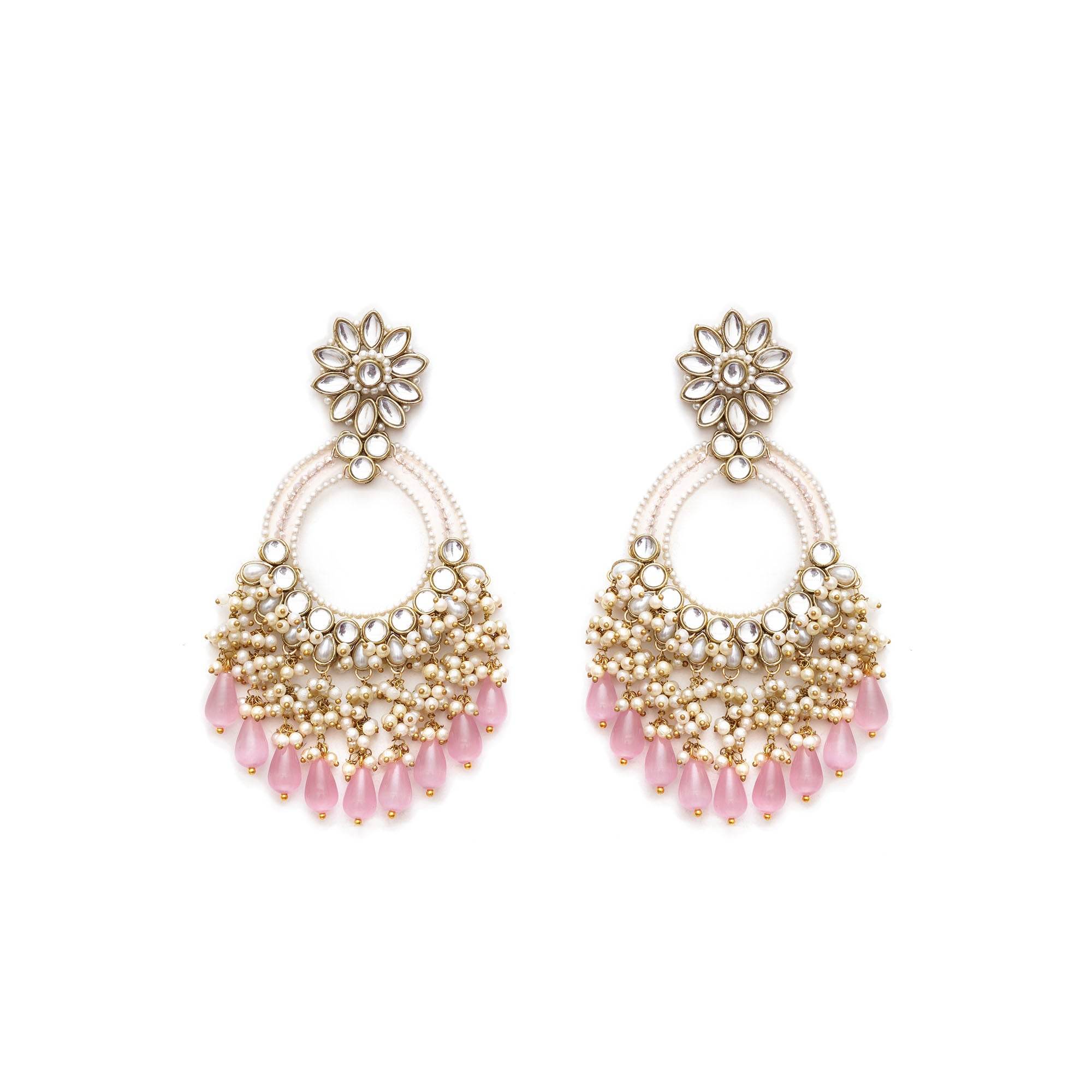 Traditional Kundan earrings in gold-tone, perfect for weddings and festive wear