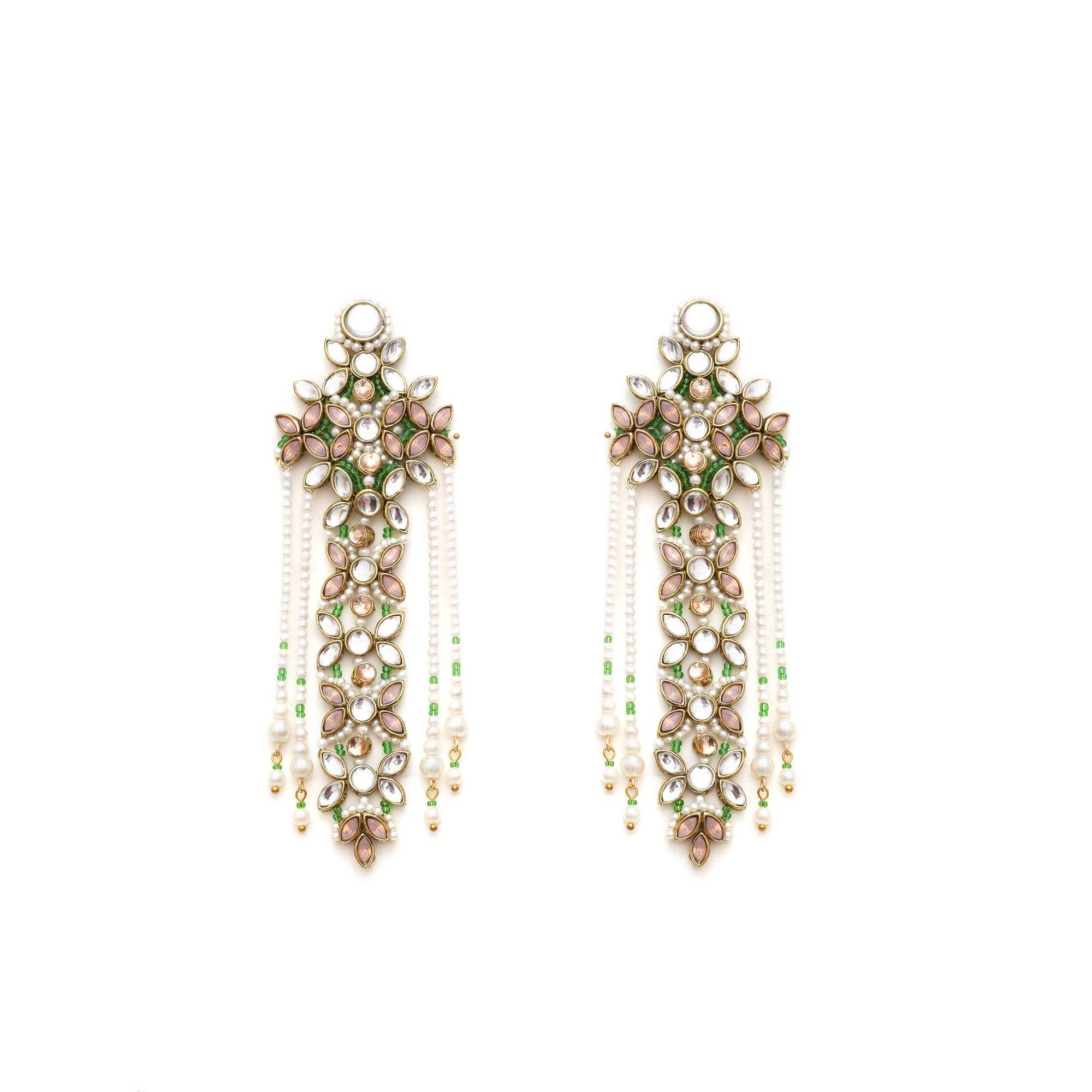 Traditional Kundan earrings in gold-tone, perfect for weddings and festive wear