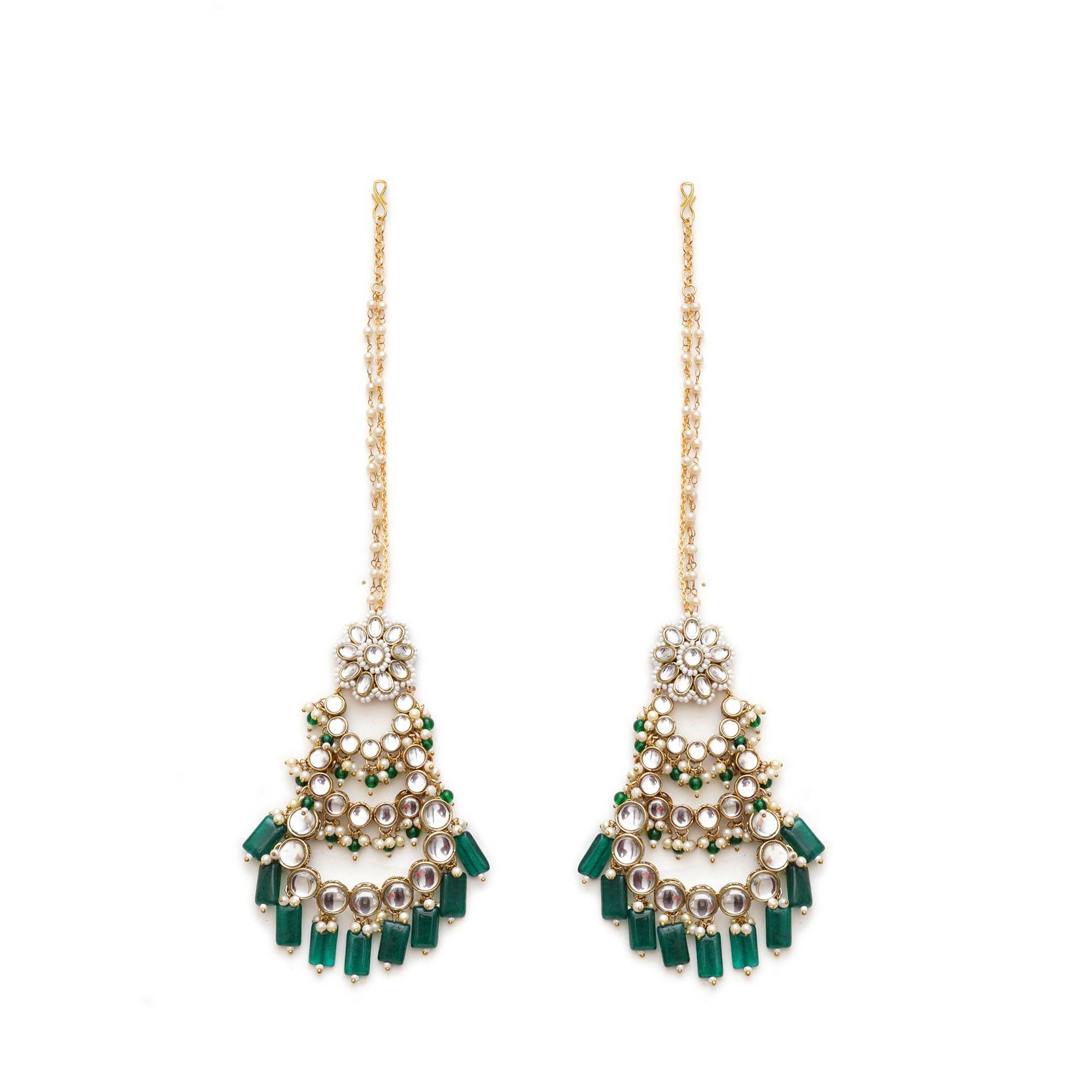 Traditional Kundan earrings in gold-tone, perfect for weddings and festive wear
