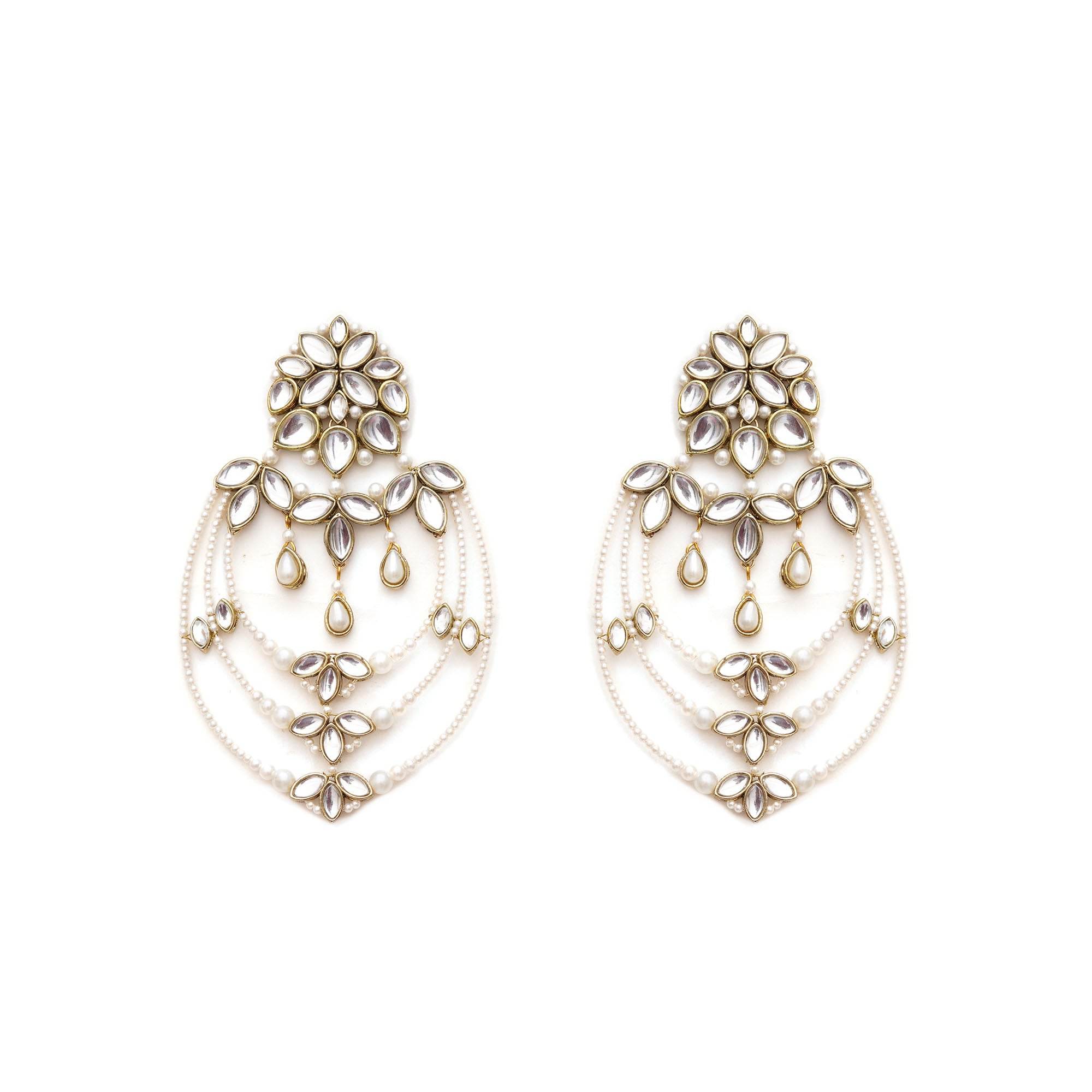 Traditional Kundan earrings in gold-tone, perfect for weddings and festive wear