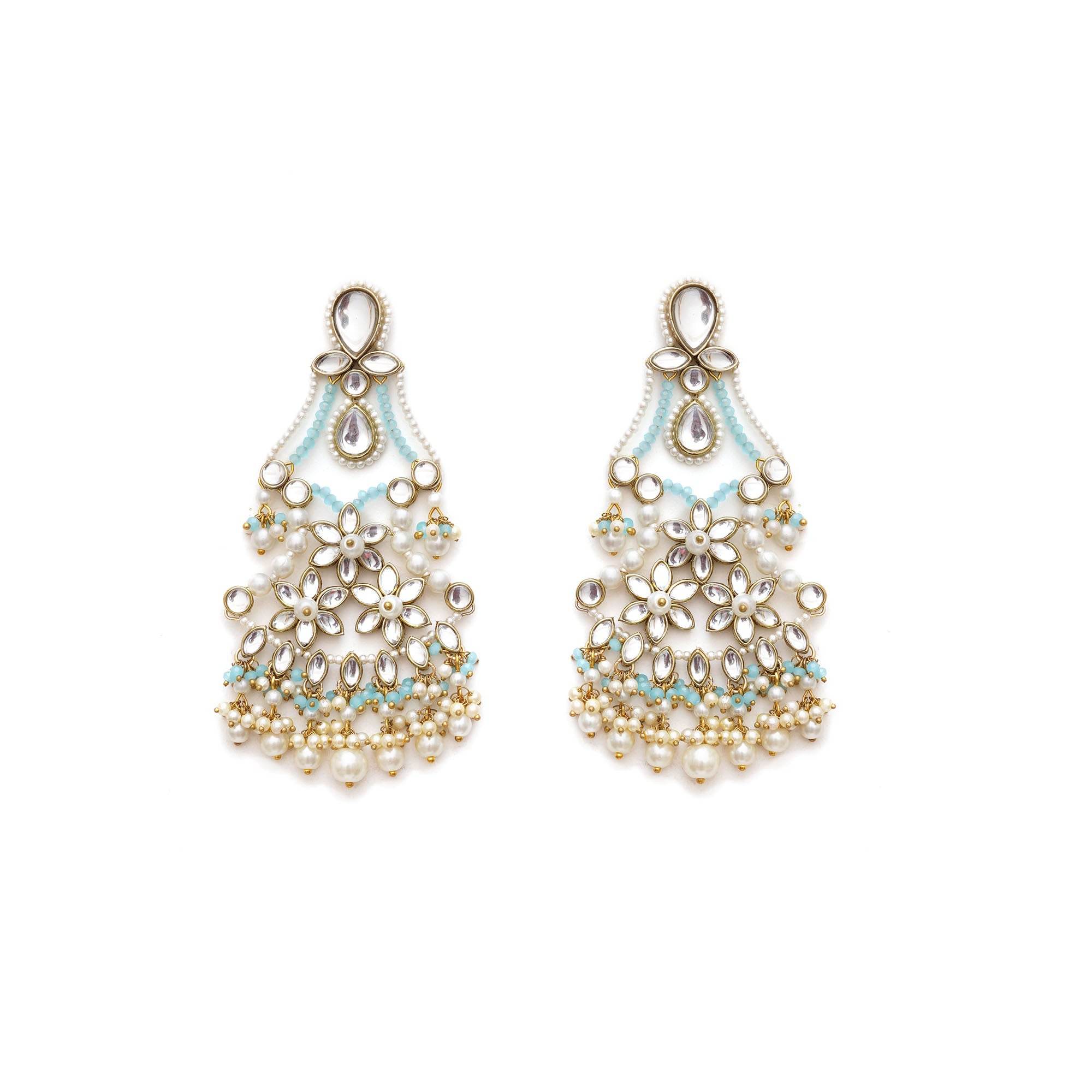 Traditional Kundan earrings in gold-tone, perfect for weddings and festive wear
