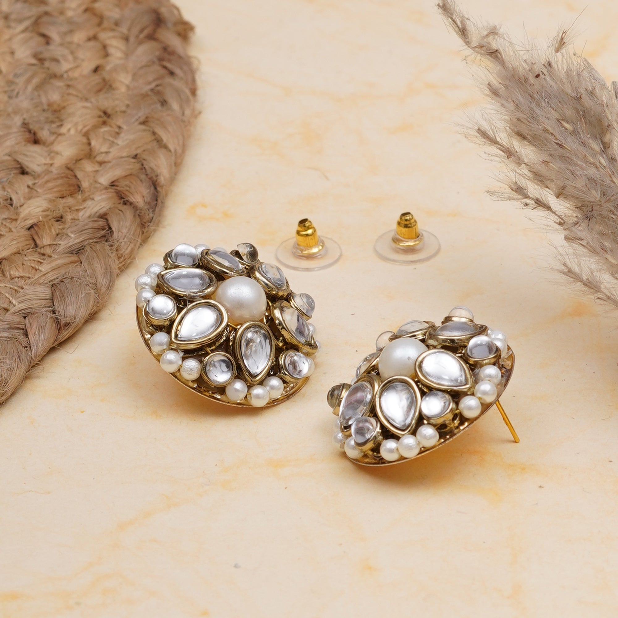 Mini Kundan Flower Stud Earrings