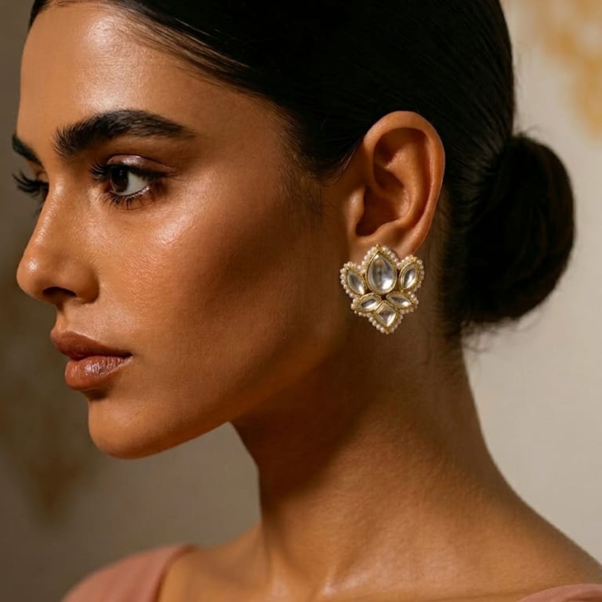 Lotus Bloom Kundan Studs