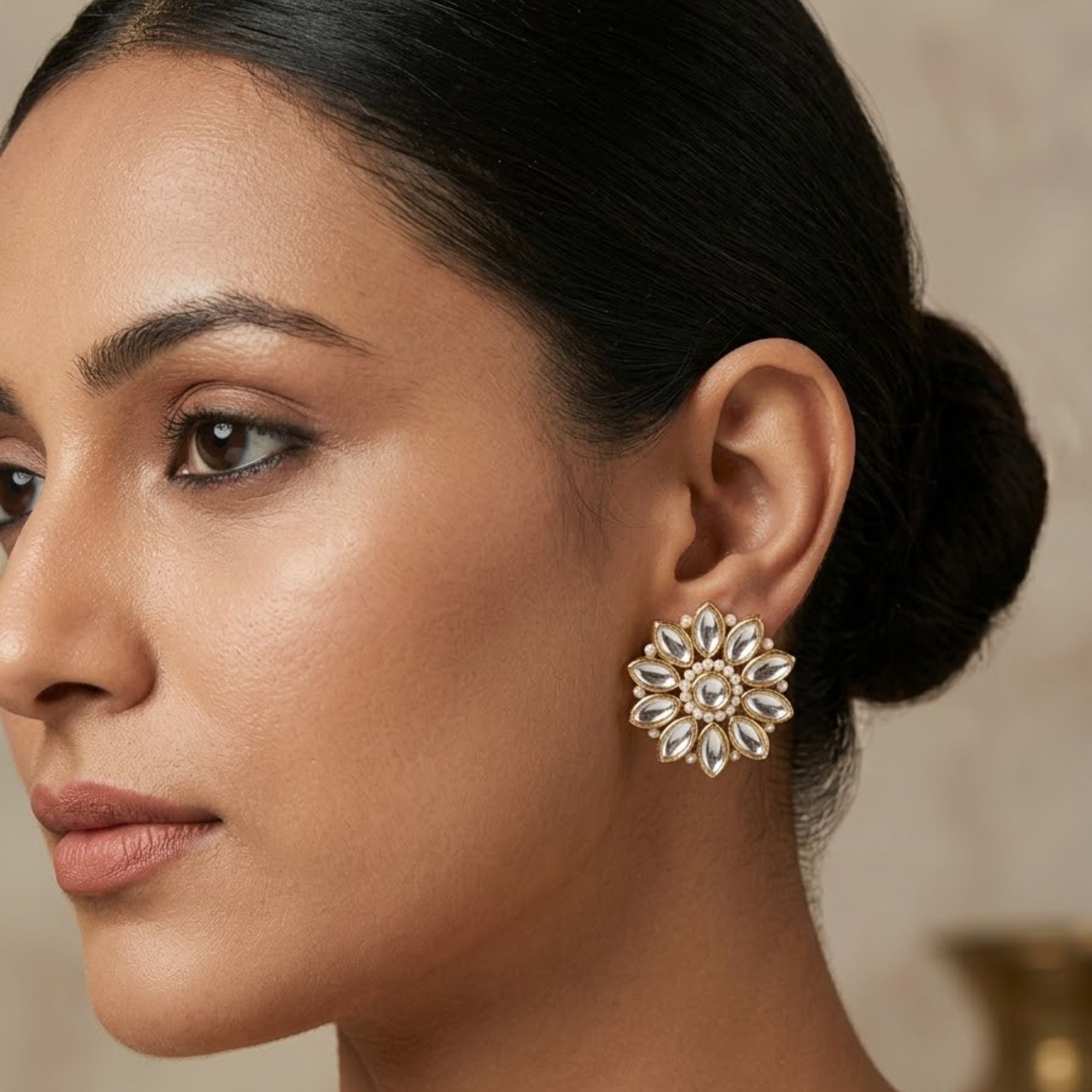 Sunflower Kundan Studs