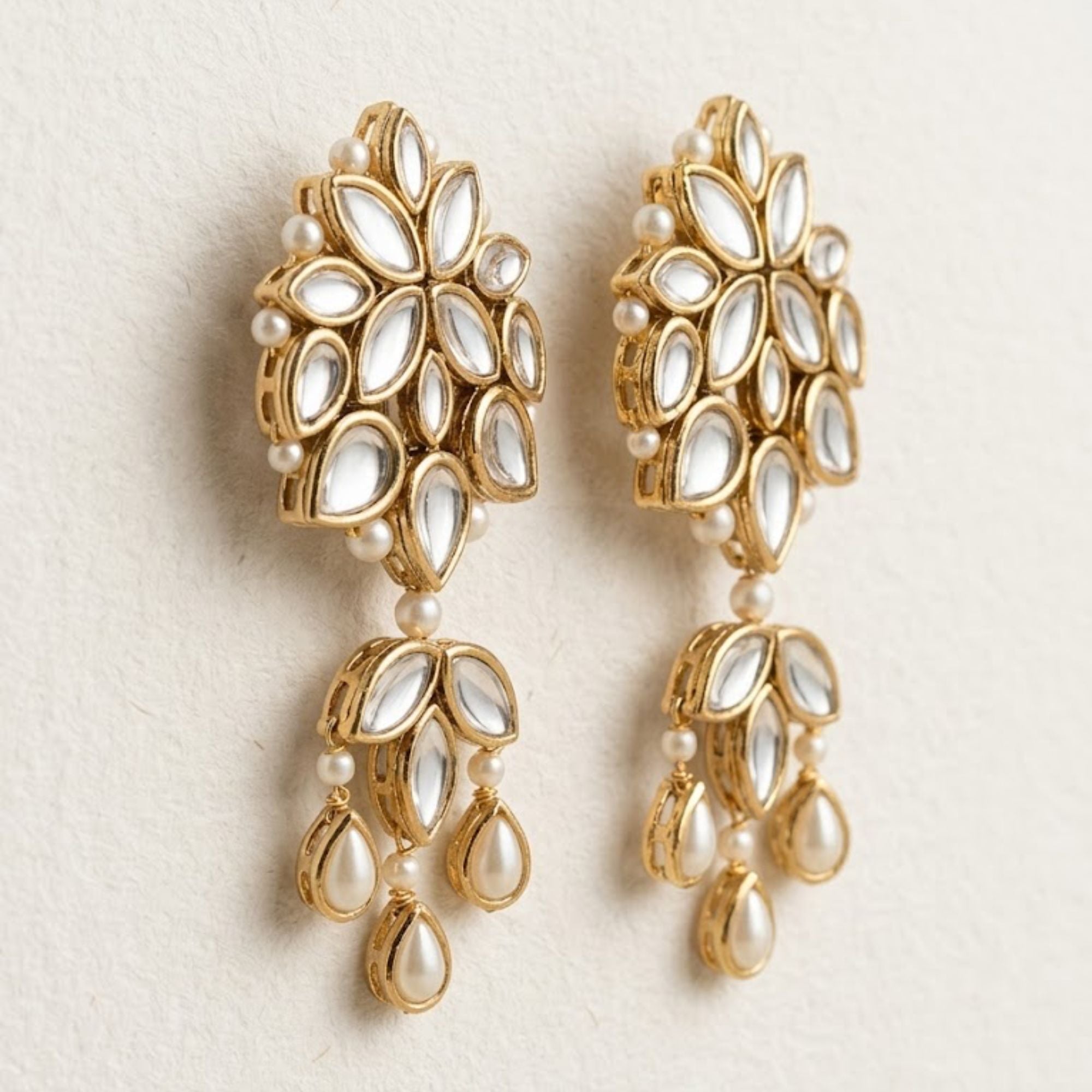 Imperial Pearl & Kundan Chandelier Earrings