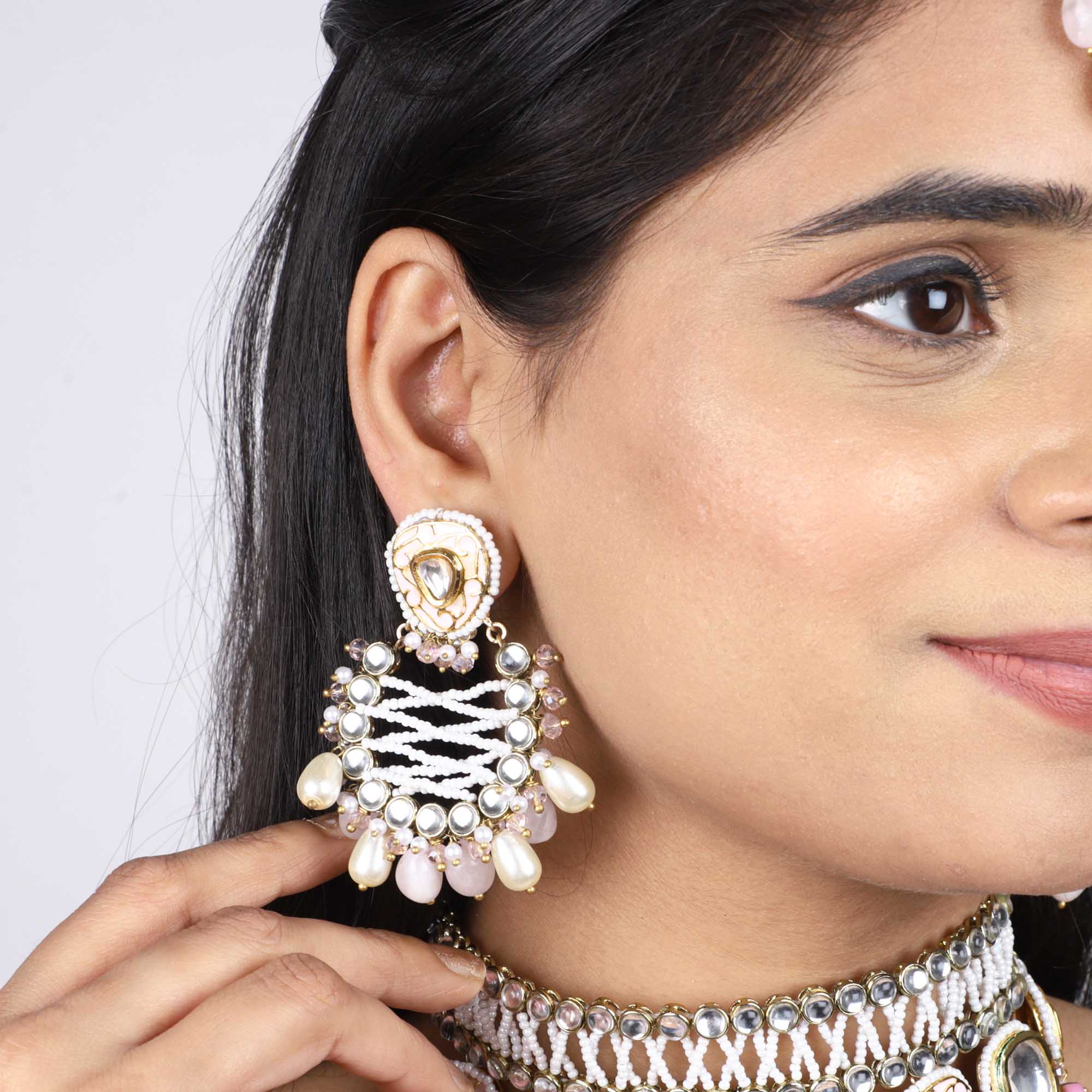Pink Wink Full Set With Necklace, Earrings, Maangtikka, Hathphool & Waistbelt
