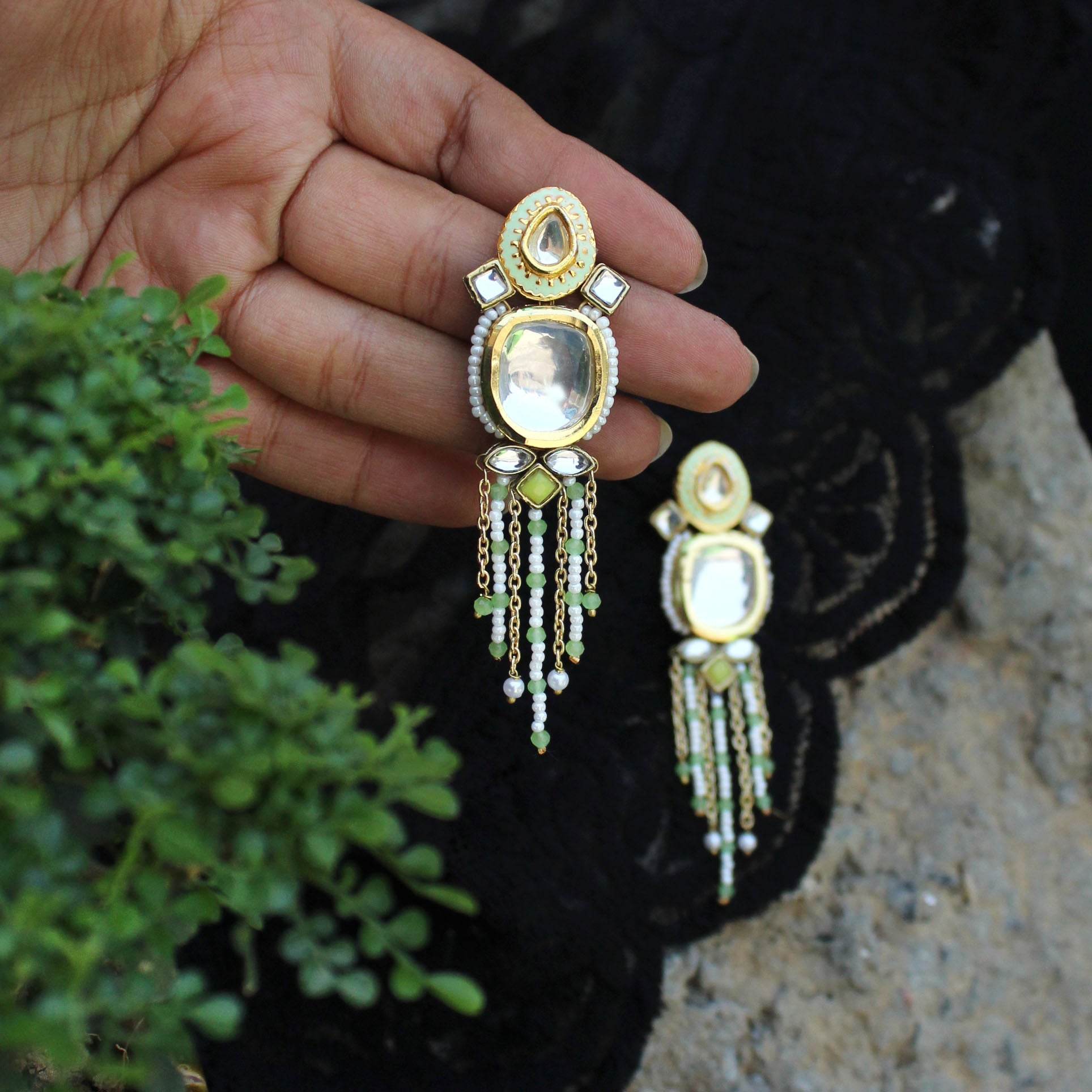Minty Winty Full Set With Necklace, Earrings, Hathphool, Maangtikka & Waistbelt - BeAbhika.com