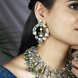 Traditional Kundan earrings in gold-tone, perfect for weddings and festive wear