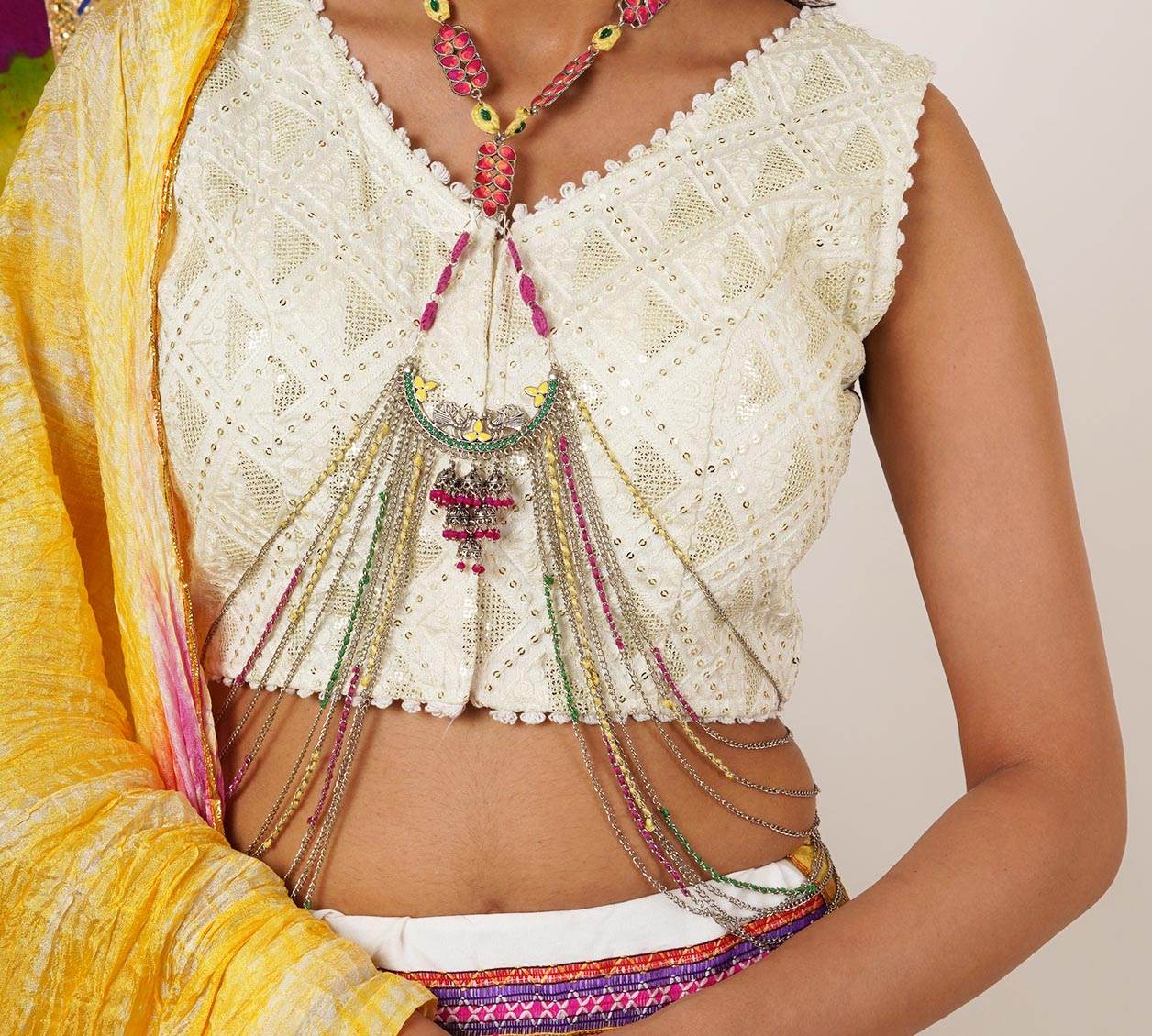 Vintage Charm Jewelry Set with Necklace, Earrings & Waistbelt - BeAbhika.com