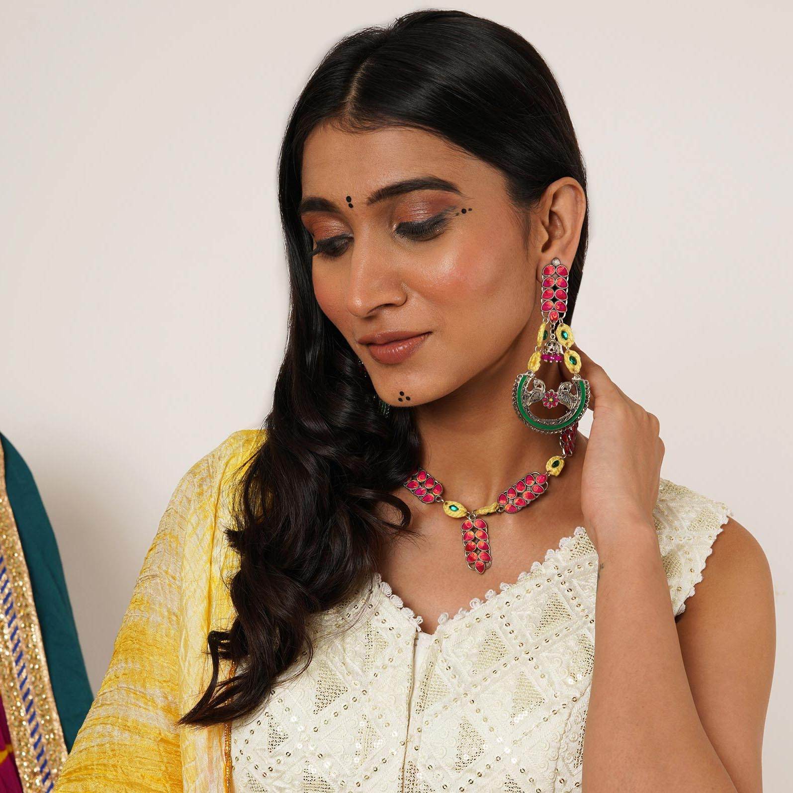 Vintage Charm Jewelry Set with Necklace, Earrings & Waistbelt - BeAbhika.com