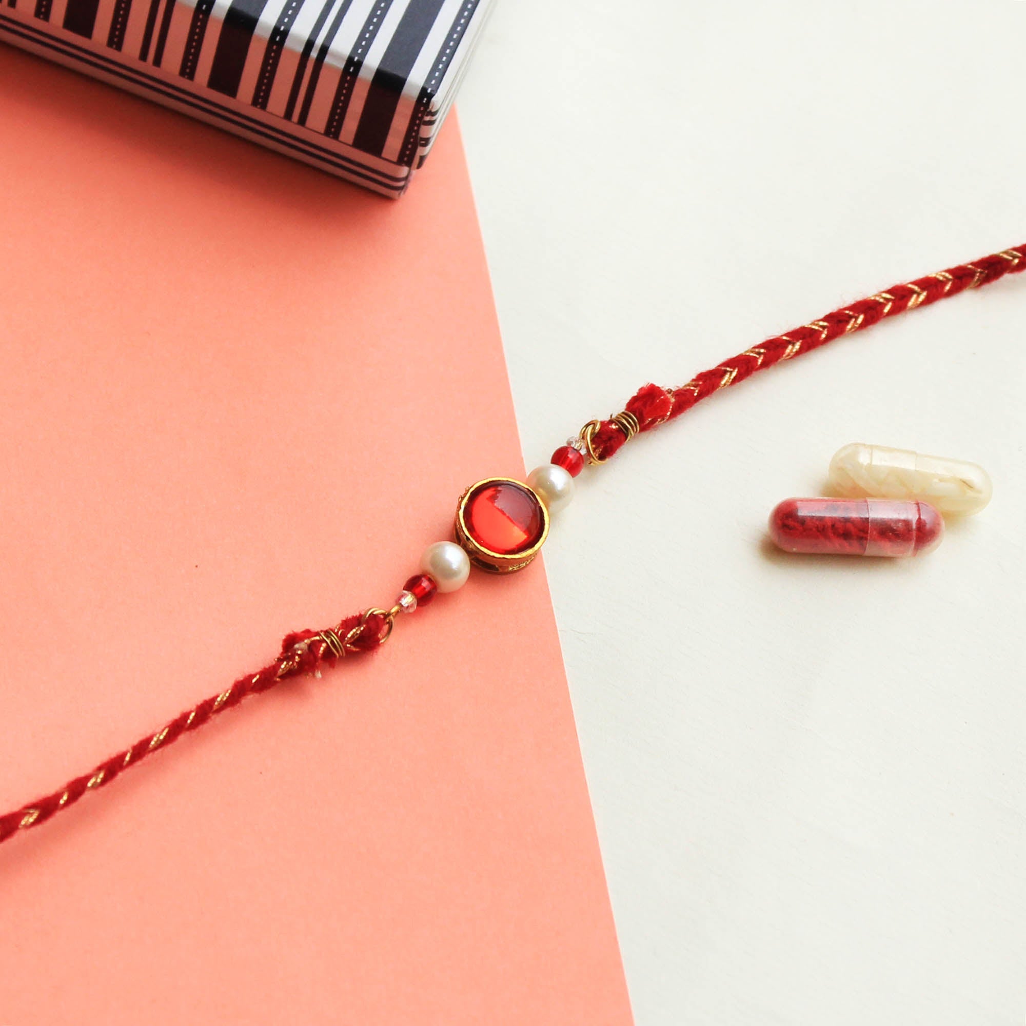 Set Of 5 Kundan Rakhi Combo