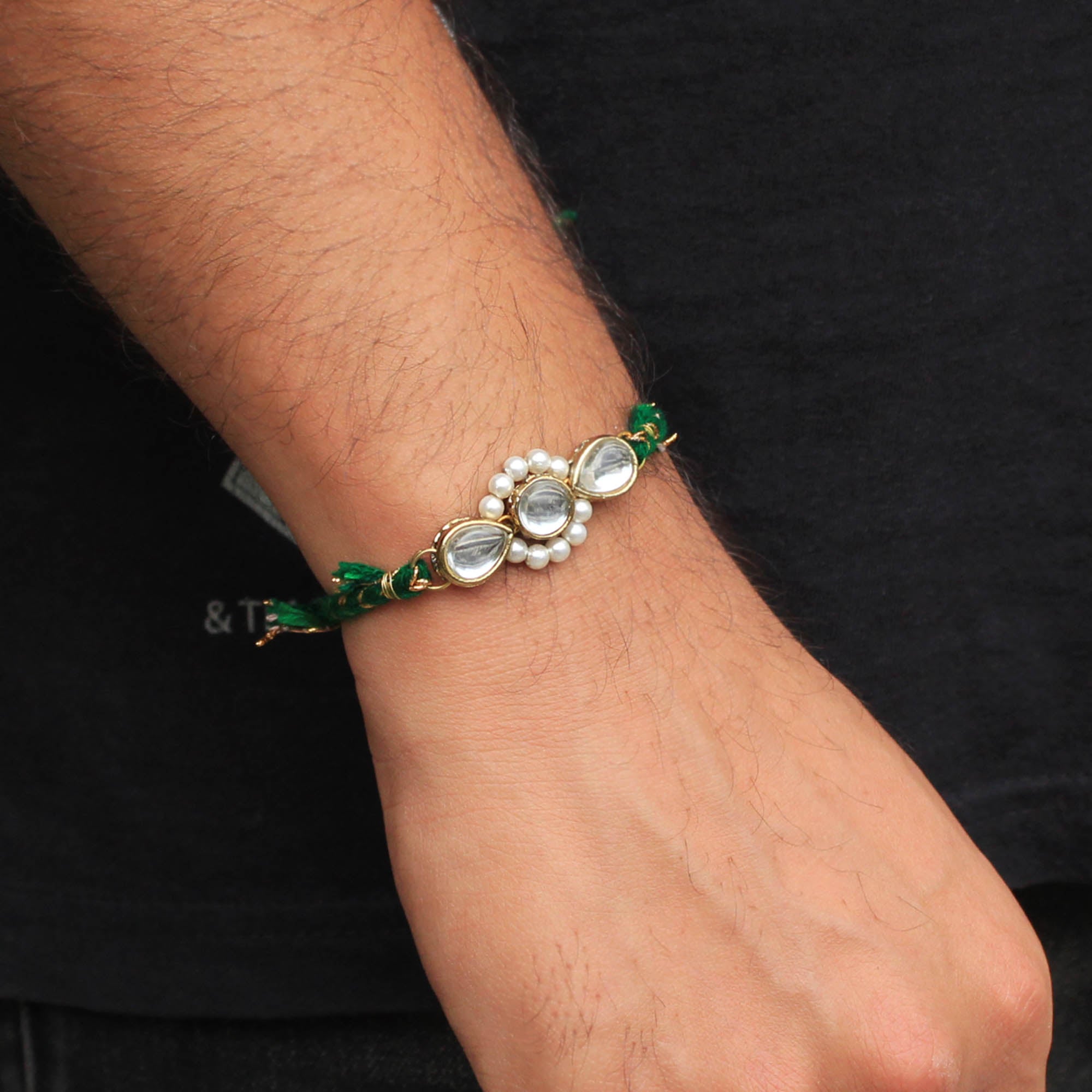 Set Of 3 Kundan Rakhi Combo