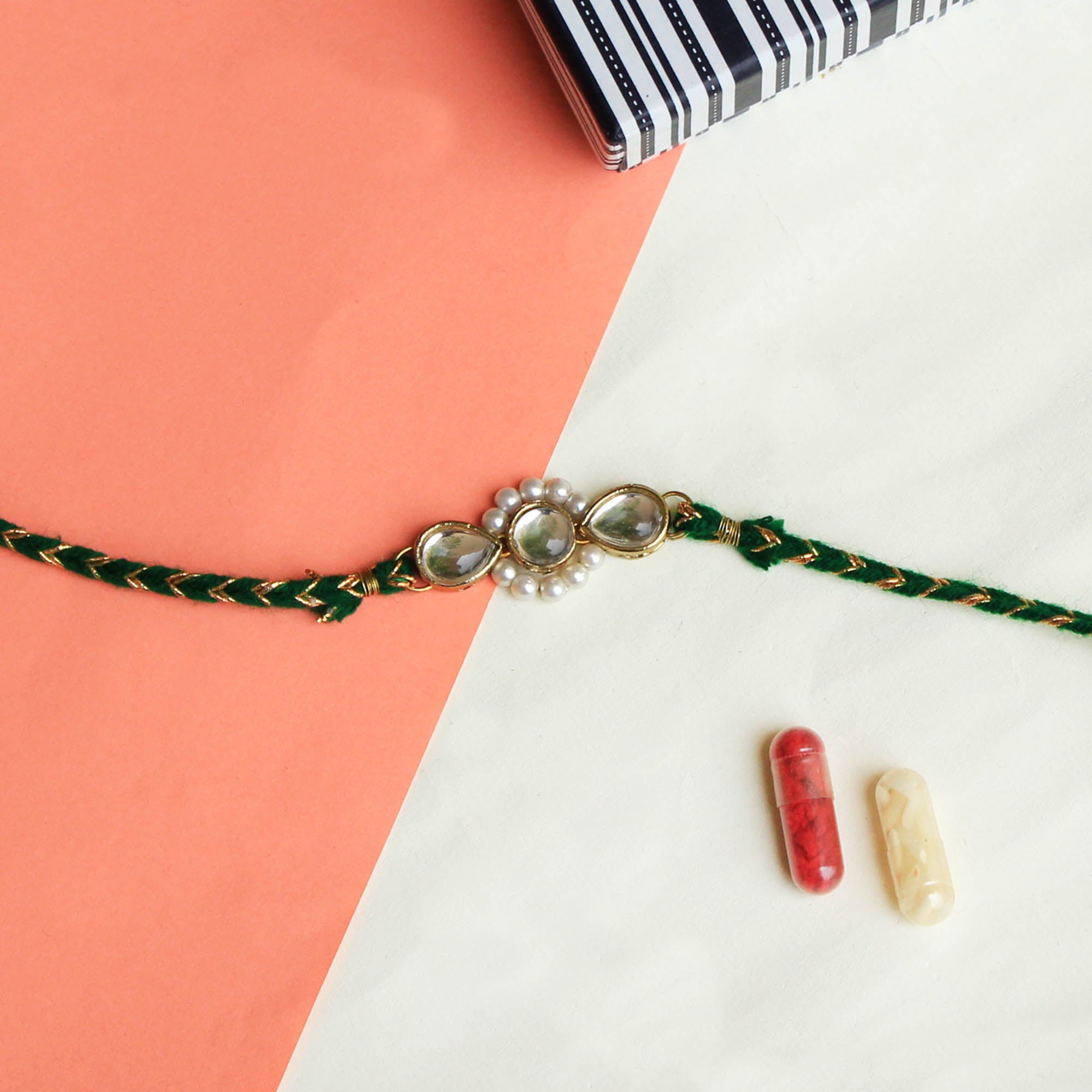 Set Of 3 Kundan Rakhi Combo