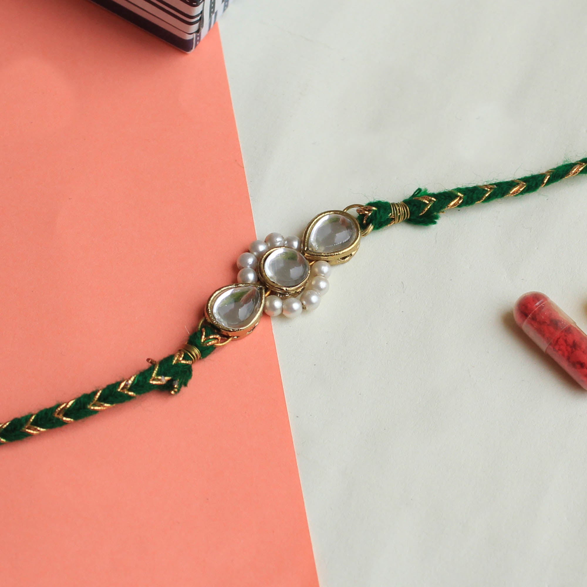 Set Of 5 Kundan Rakhi Combo