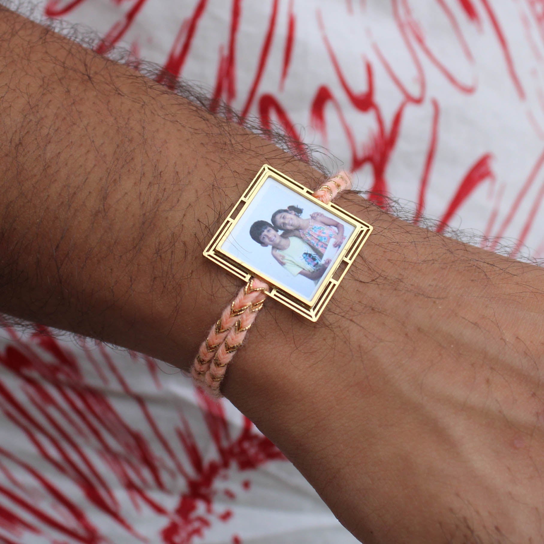 BeAbhika Gold Tone Photo Frame Designer Unqiue Famous Rakhi Lightweight Easy To Tie Rakhi Available At Best Price In India Online COD Available Send Rakhi To Brother Small Brother Big Brother Younger Brother Send Rakhi Abroad With Roli Chawal Capsules
